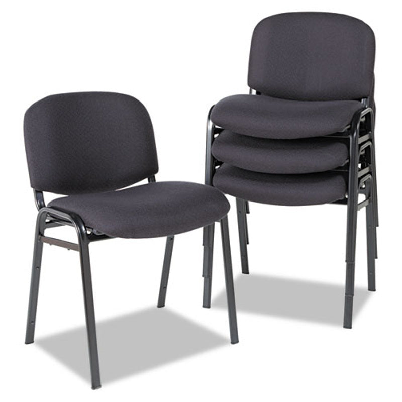 Sorrento Stacking Guest Chairs Set of 4 - Black Faux Leather Dining Chairs for Kitchen, Restaurant, or Outdoor Patio - Space-Saving Stackable Chairs for Home and Commercial Use