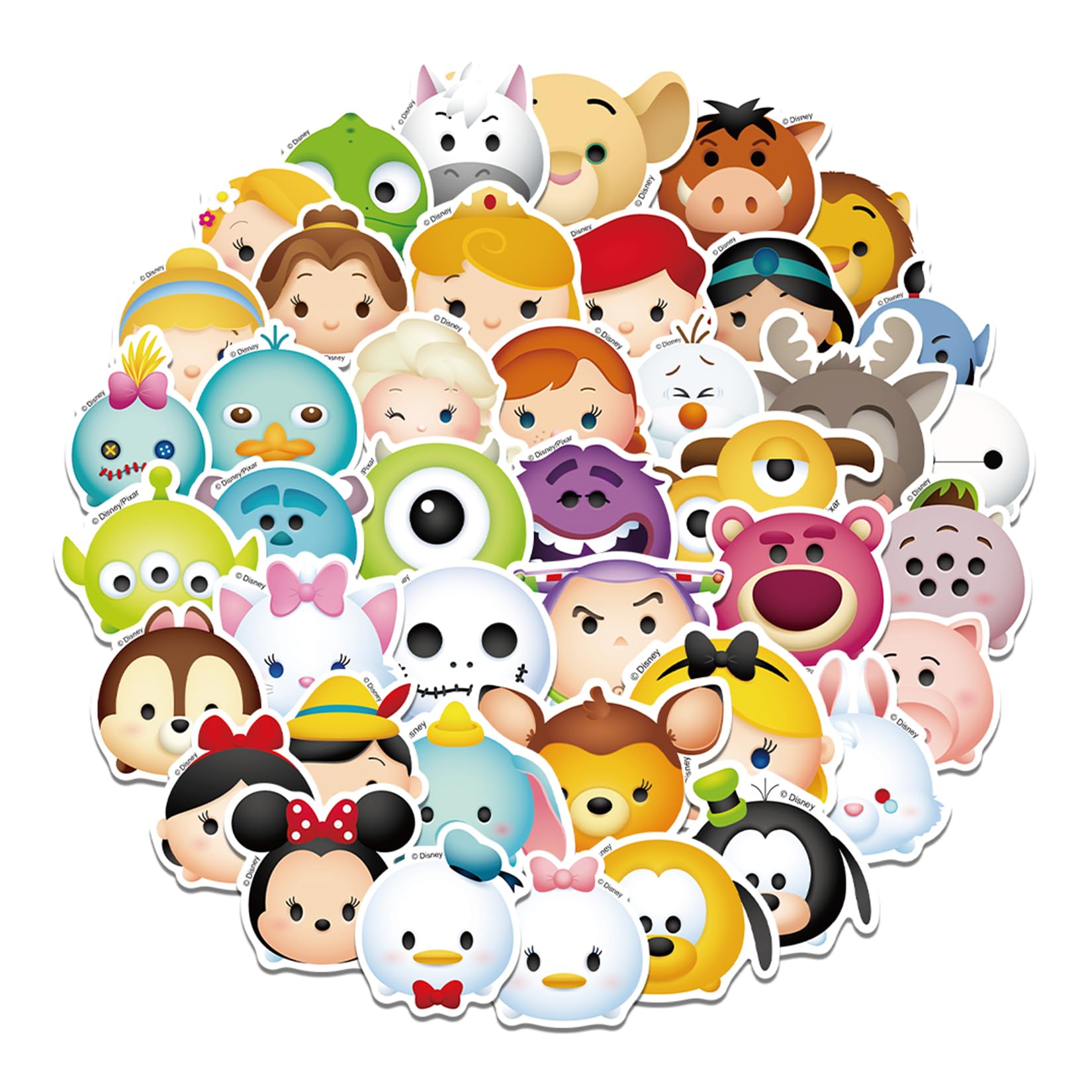 50Pcs Disney Tsum Tsum Kawaii Cartoon Character Stickers Pack - Waterproof Vinyl Decals for Water Bottles, Laptops, Phones, Cars, Motorcycles, Bikes & Skateboards - Perfect for DIY Crafts, Gifts & Personalization