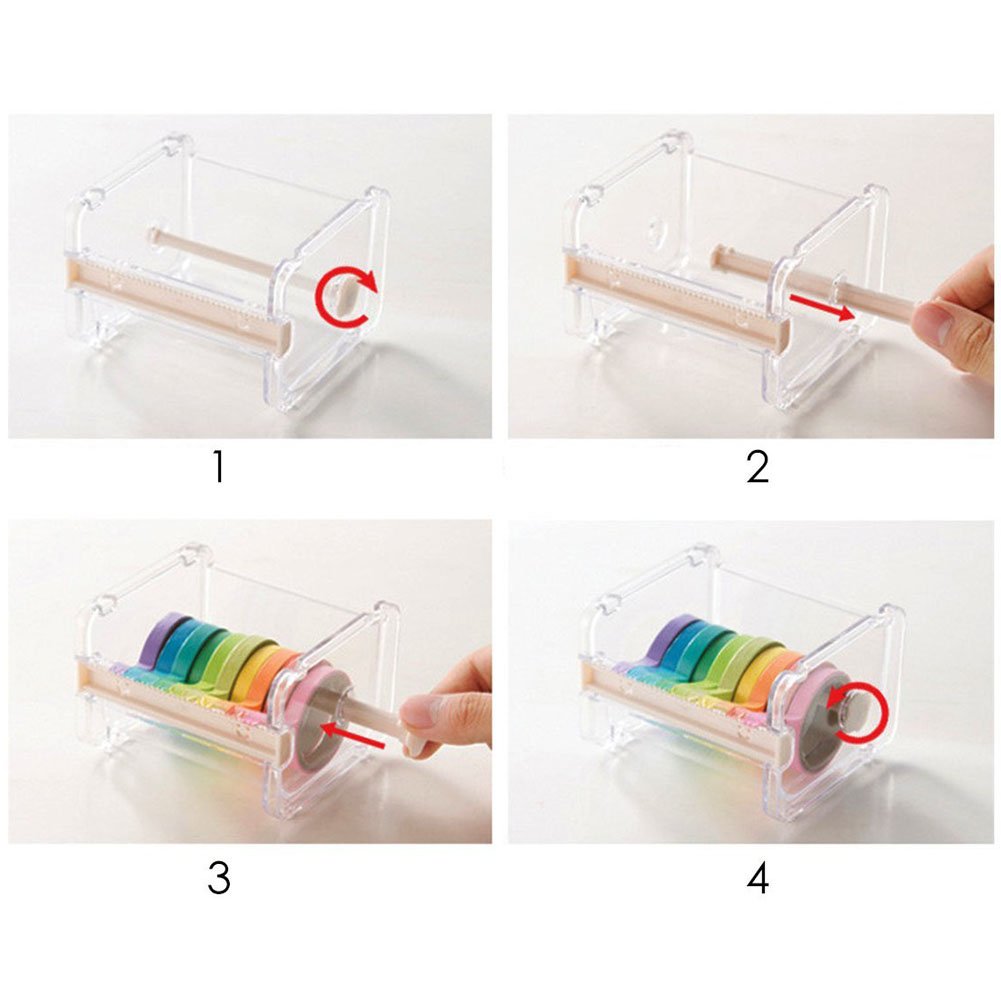 2-Pack Washi Tape Dispenser & Cutter - Desktop Roll Tape Holder Organizer for DIY Stickers, Masking Tape Storage Box (Brown) - Perfect for Scrapbooking, Journaling, and Craft Organization
