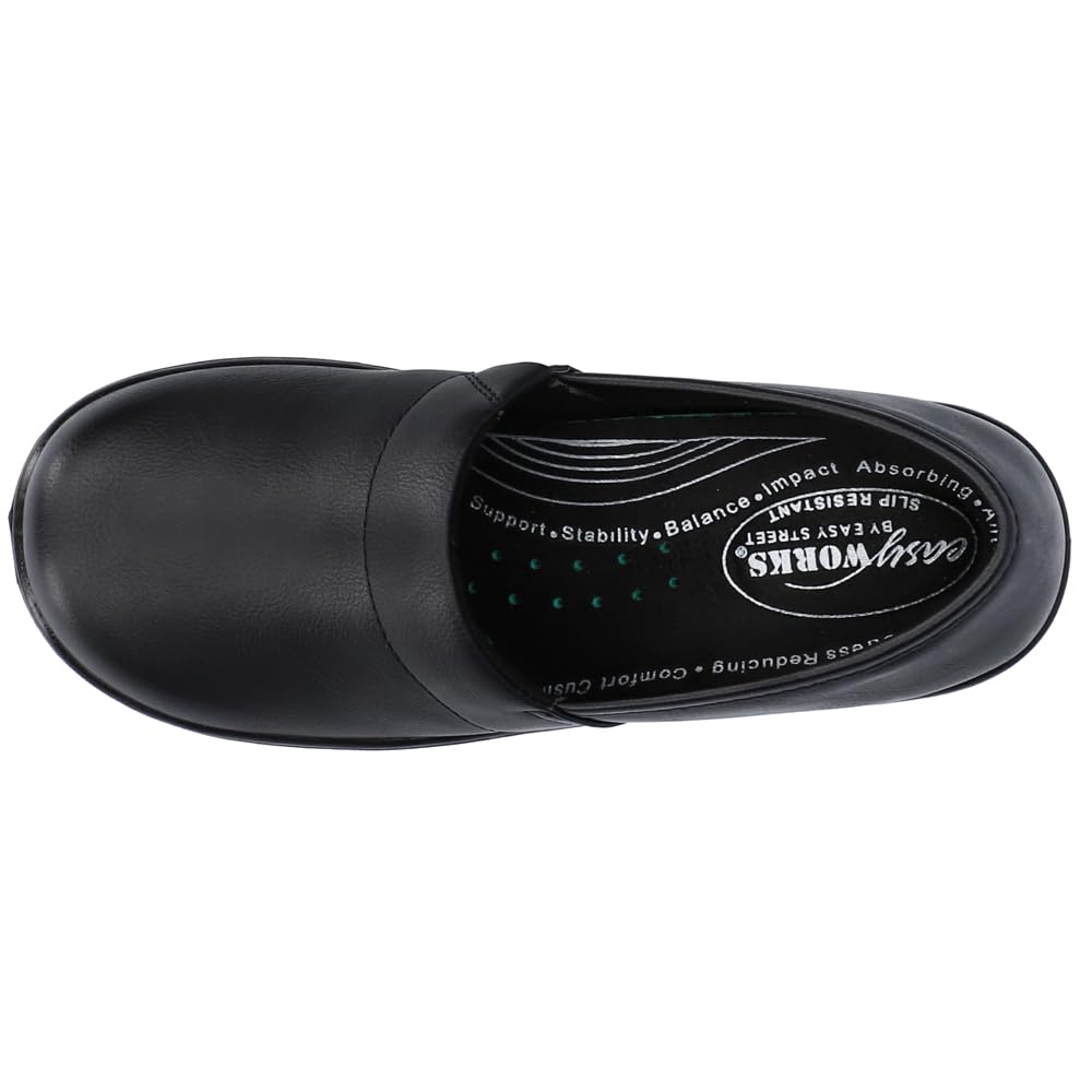 Easy Street Women's Laurie Slip-Resistant Soft Toe Work Safety Shoes - Black (Size 6 2E) | Comfortable Non-Slip Shoes for Nurses, Waitresses & Healthcare Professionals