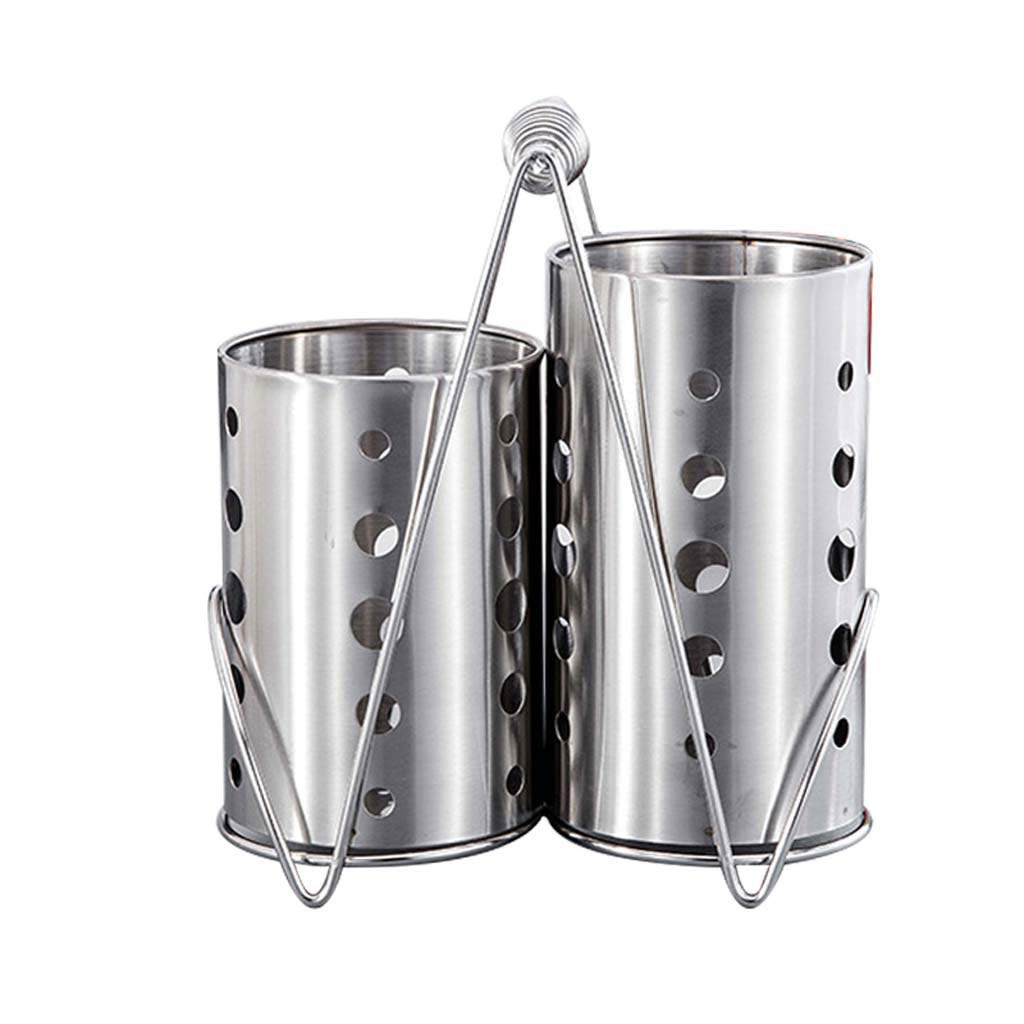 Stainless Steel Chopsticks Holder & Utensil Storage Box - Countertop Organizer for Spoons, Forks, Knives - Kitchen Drain Rack & Cutlery Organizer - Perfect for Small Space Kitchen Organization and Dining Table Storage