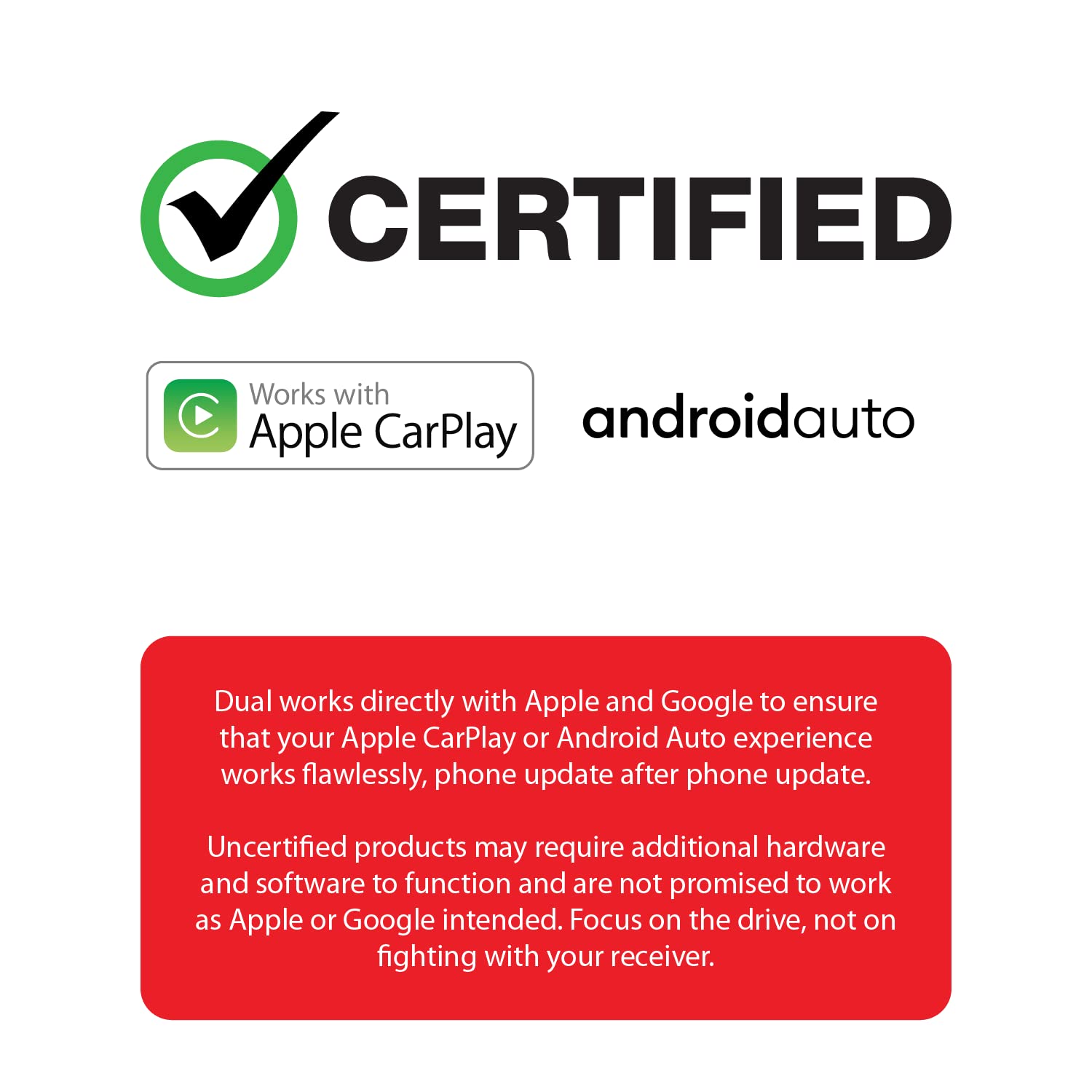 Dual Electronics DCPA71 7-inch Apple CarPlay & Android Auto Double DIN Touchscreen Car Stereo with Bluetooth, Backup Camera Input - Hands-Free Calling & Music Streaming for Safe Driving