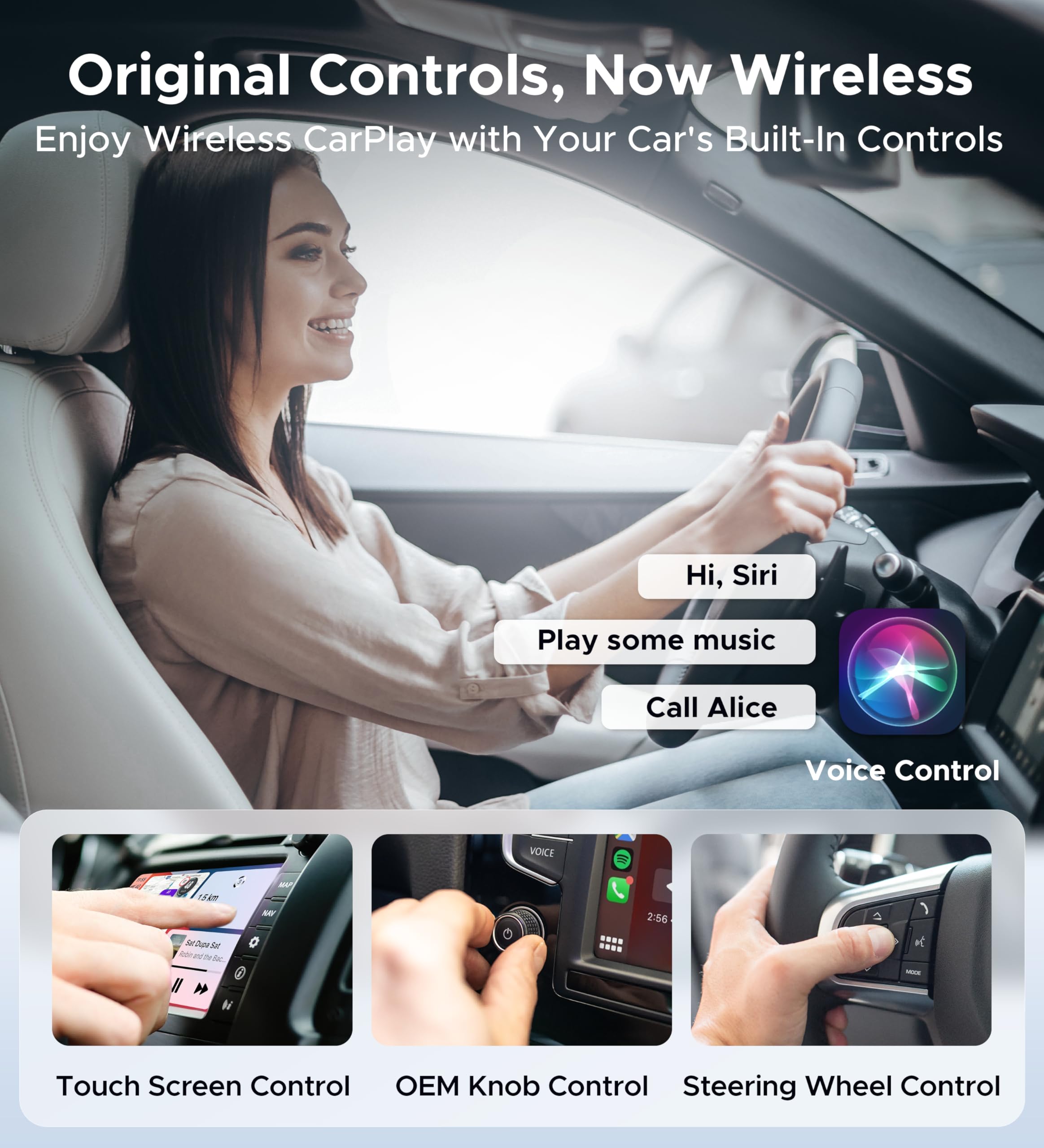 ByteWave Wireless CarPlay Adapter for iPhone - Convert Wired to Wireless CarPlay (USB-A & USB-C) - Mini Size, Plug & Play, No Delay - Compatible with 2016+ Cars - Perfect for Commuting, Road Trips & Hands-Free Driving (Brown)