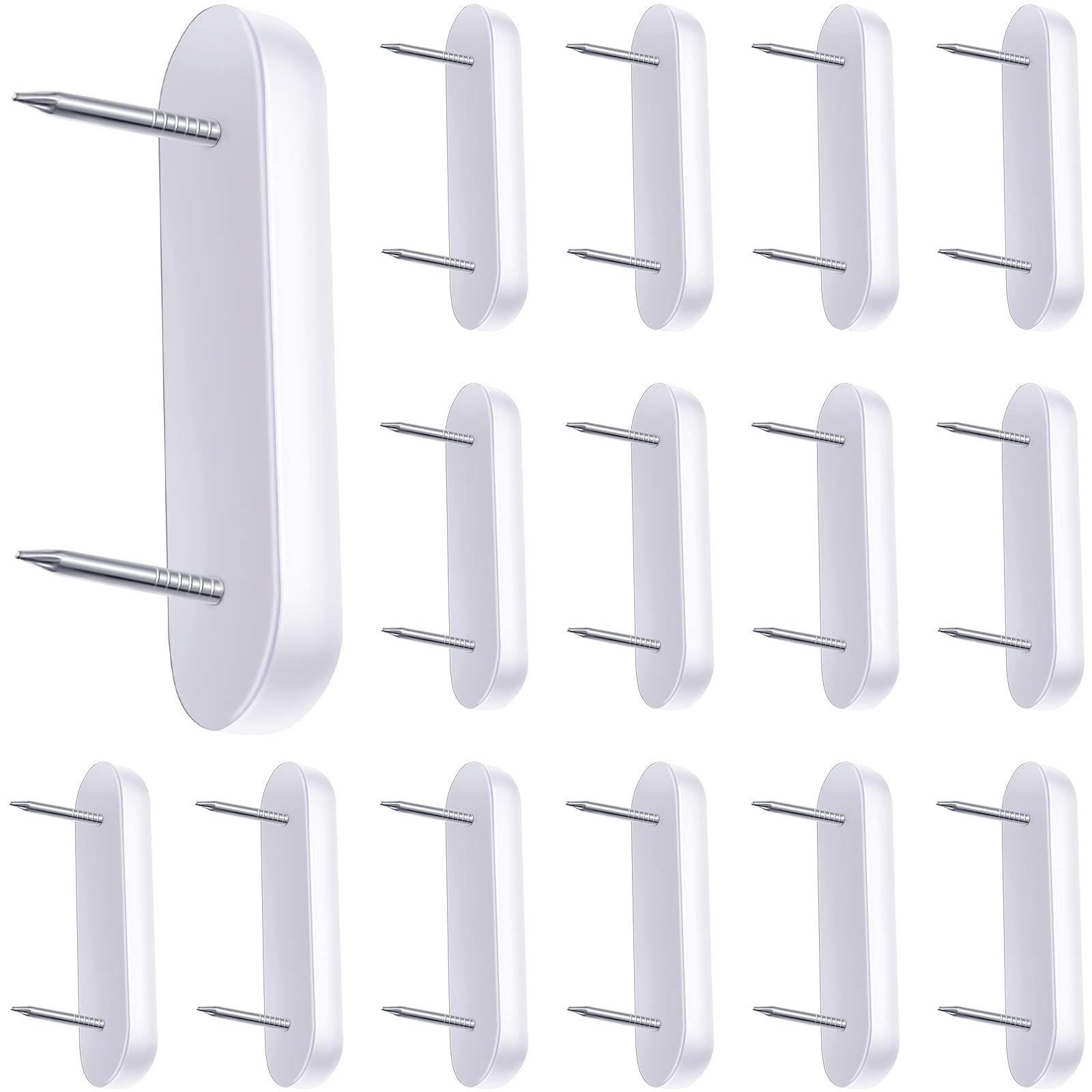 Jetec White Plastic Head Double Pins - 15 Piece Set for Securing Slipcovers & Bed Skirts | Furniture Chair Leg Brooch Glide Nails | Perfect for Home Decor, Upholstery Protection and Bedding Accessories