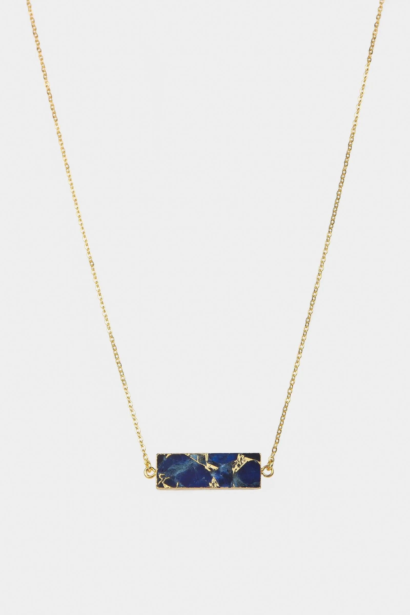 Mojave Rectangle Stone Pendant Necklace for Women - Handmade Boho Jewelry with Natural Gemstone - Perfect for Casual Wear, Layering & Gift Giving