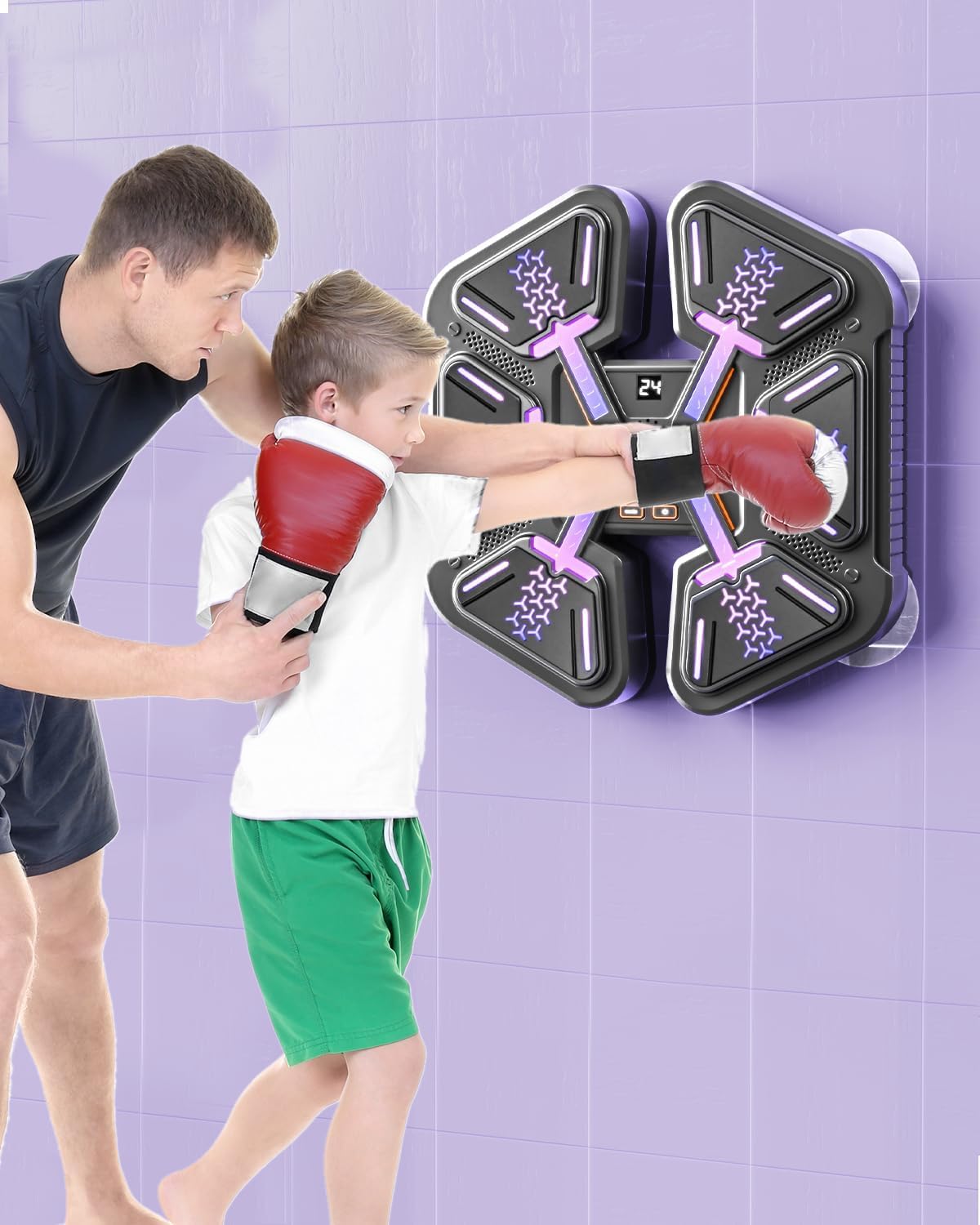 LITTCO 2024 Upgraded Smart Music Boxing Machine with Boxing Gloves - Wall Mounted Home Gym Equipment for Kids, Teens, Boys & Girls - Perfect for Birthday Gifts & Indoor Fitness Training (Blue)