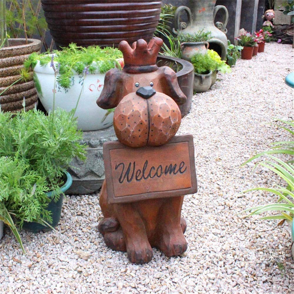 Adorable Crown Dog Welcome Sign Statue - Cute Garden Figurine for Indoor & Outdoor Decor - Perfect for Home, Office, or Yard - Great Gift for Dog Lovers - Ideal for Porch, Lawn, or Entryway Decorations