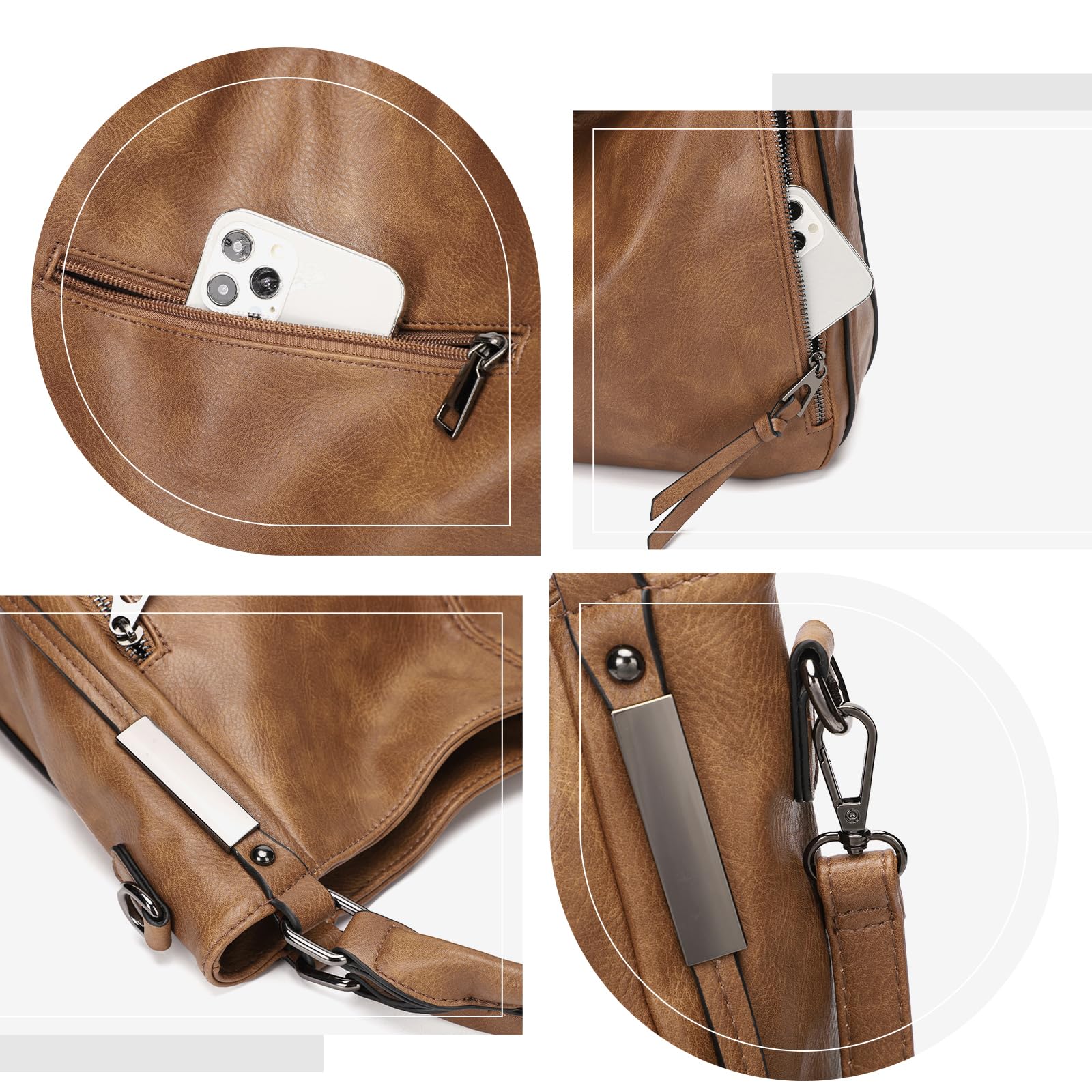 Stylish Large Hobo Shoulder Bags for Women - Spacious Leather Handbag with Long Strap (Brown) | Perfect for Work, Travel & Everyday Use