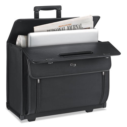SOLO Polyvinyl Rolling Laptop Catalog Case - 2 Pack, Lockable Wheels, Black | Perfect for Office, School & Business Travel Organization