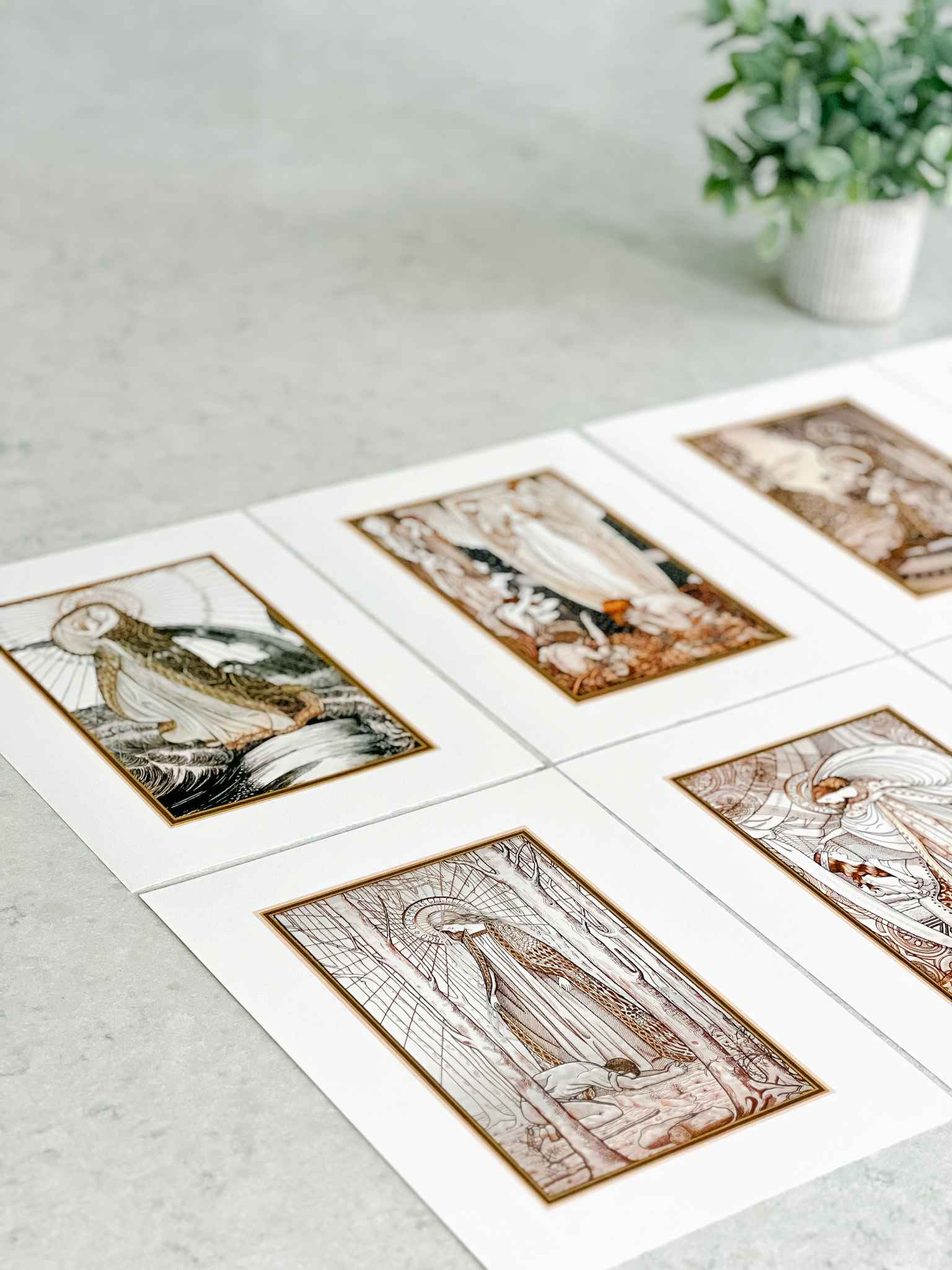 Loreto Embroidered Print Collection - Set of 8 Floral Embroidered Art Prints for Home Decor, Wall Art, Living Room, Bedroom & Office Decoration