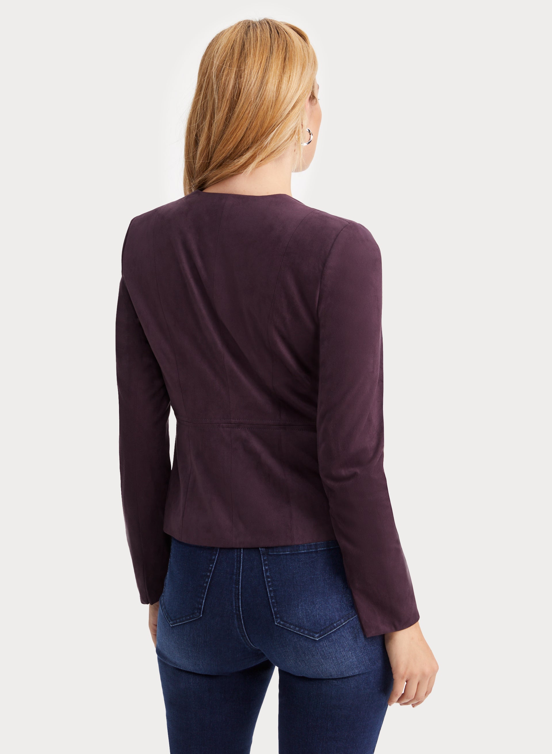 Stylish Faux Suede Jacket for Women - Trendy Vegan Leather Coat with Zipper Closure - Perfect for Fall, Winter & Casual Outings
