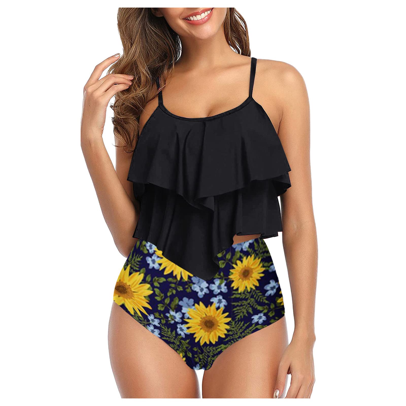 Mebamook Women's One Piece Swimsuit - High Waisted Ruffled Bikini Cover Up with Thin Split Design for Slimming Fit | Perfect for Beach, Pool, and Summer Vacations
