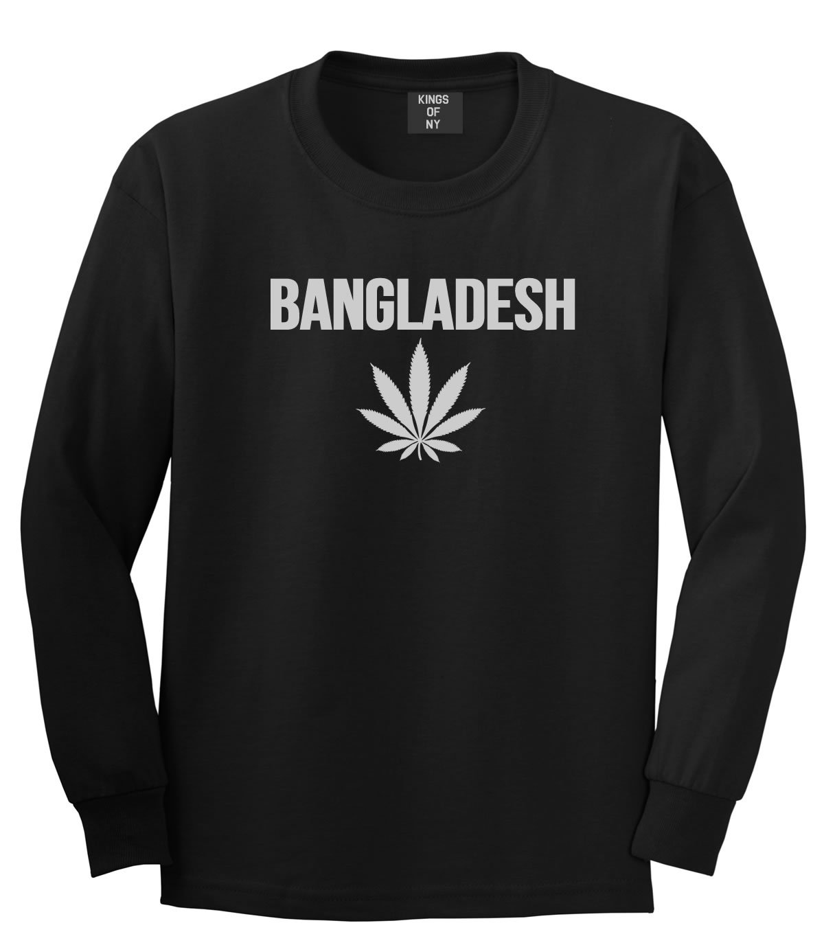 Bangladesh Weed Leaf Marijuana Long Sleeve T-Shirt for Men - Stylish Cannabis Graphic Tee for Casual Wear & Festival Outfits