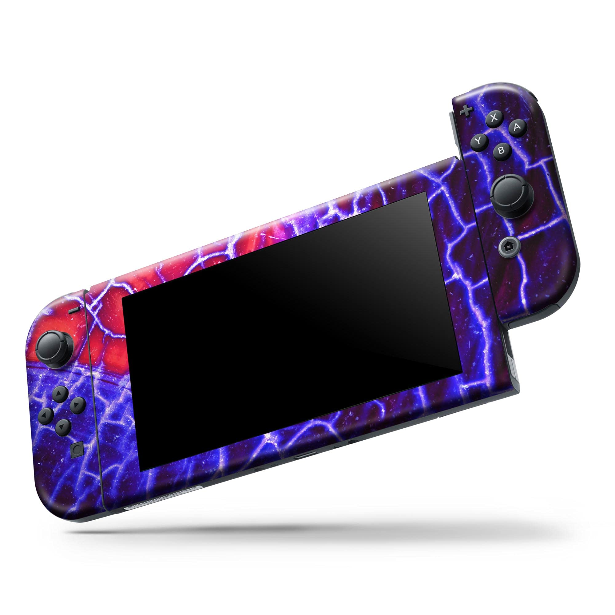 Nintendo Switch OLED Console Skin Decal - Scratch-Resistant Removable Vinyl Wrap Cover (Blue Red Dragon Vein Agate) - Protective Gaming Accessory for Travel & Home Entertainment