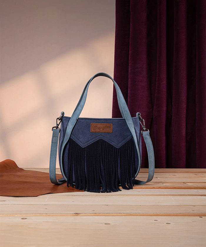 Wrangler Fringe Western Tote Bag for Women - Stylish Cowgirl Handbag with Leather Accents - Perfect for Rodeo, Music Festivals & Western Fashion Outfits