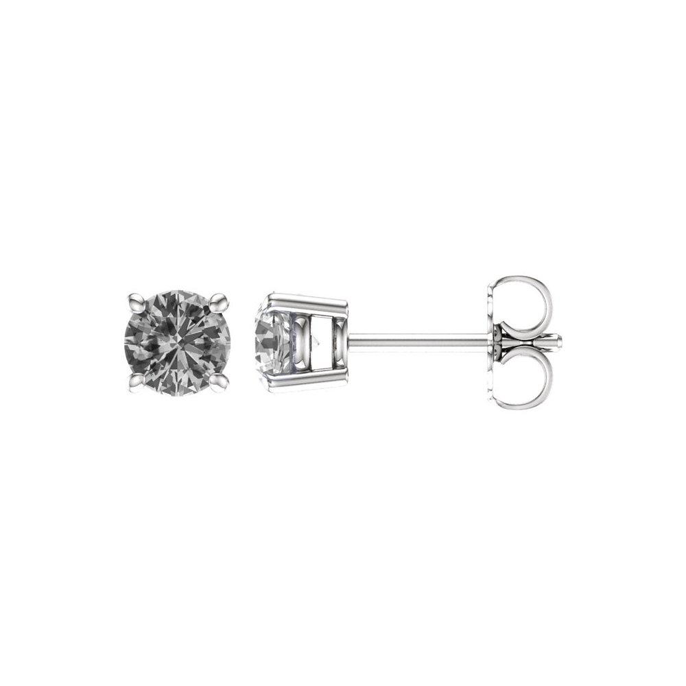14k White Gold Black Bow 5mm White Sapphire Stud Earrings for Women