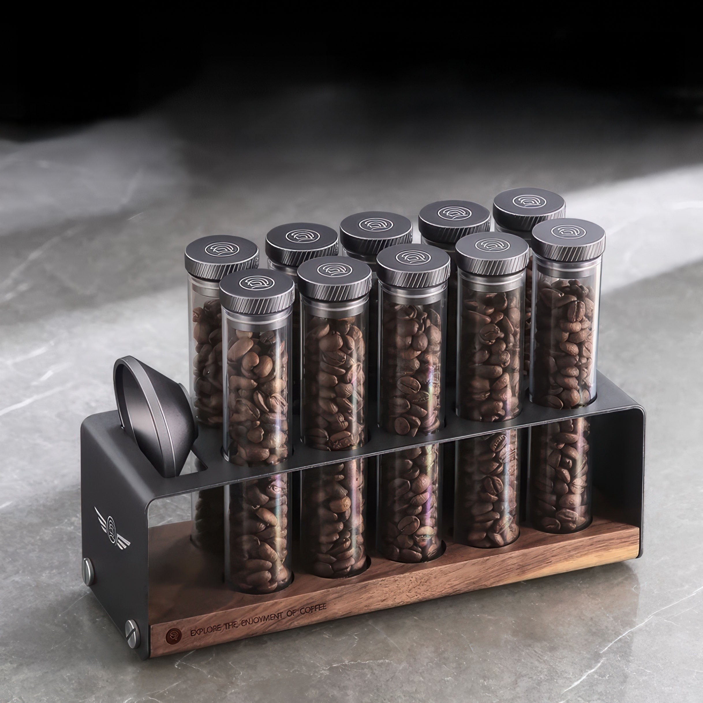 Premium Coffee Bean Storage Container & Degassing Stand - Airtight, Clear View, Perfect for Home Baristas & Coffee Shops - Ideal for Freshness & Flavor Preservation