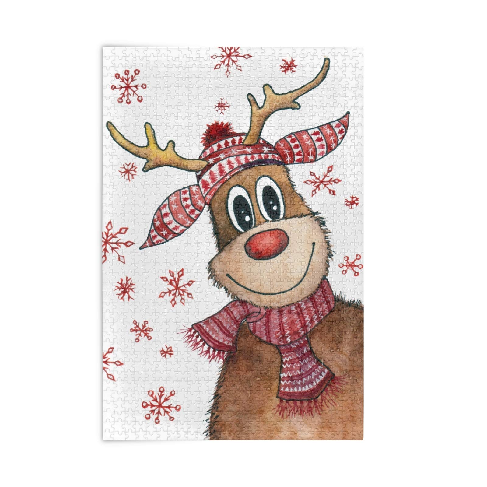 500-Piece Christmas Deer Jigsaw Puzzle with Winter Snowflakes - DIY Wall Art, Stress Relief Game for Adults & Teens - Perfect for Holiday Decor & Family Game Nights