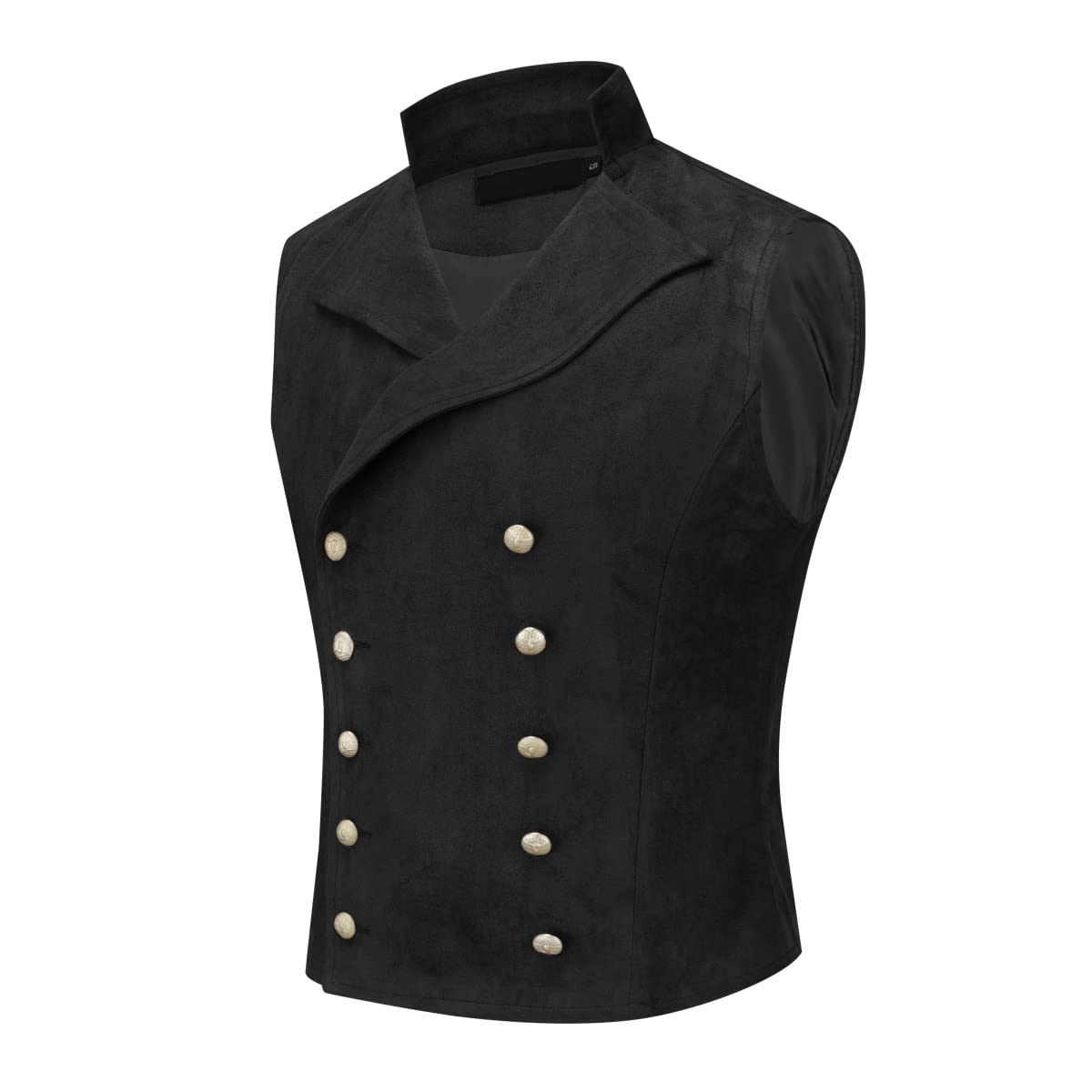 YFFUSHI Men's Double Breasted Suede Dress Vest - Gothic Steampunk Velvet Waistcoat for Prom, Party & Formal Events | Elegant Vintage Style Waistcoat for Cosplay, Weddings & Special Occasions