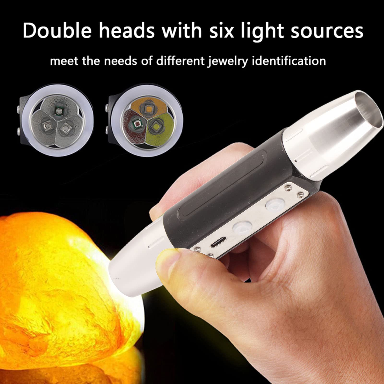 **Premium Crystal Flashlight - Jewelry Torch & Gemstone Tester with 6 Bright LED Lights for Jewelry Appraisal - USB Rechargeable Flashlight for Gems, Jade & Diamonds (Perfect for Jewelers, Collectors & Home Use)**