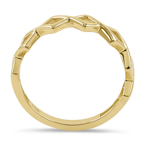 14K Solid Yellow Gold Zig Zag Cross Ring for Women - Elegant Stackable Jewelry for Everyday Wear & Special Occasions
