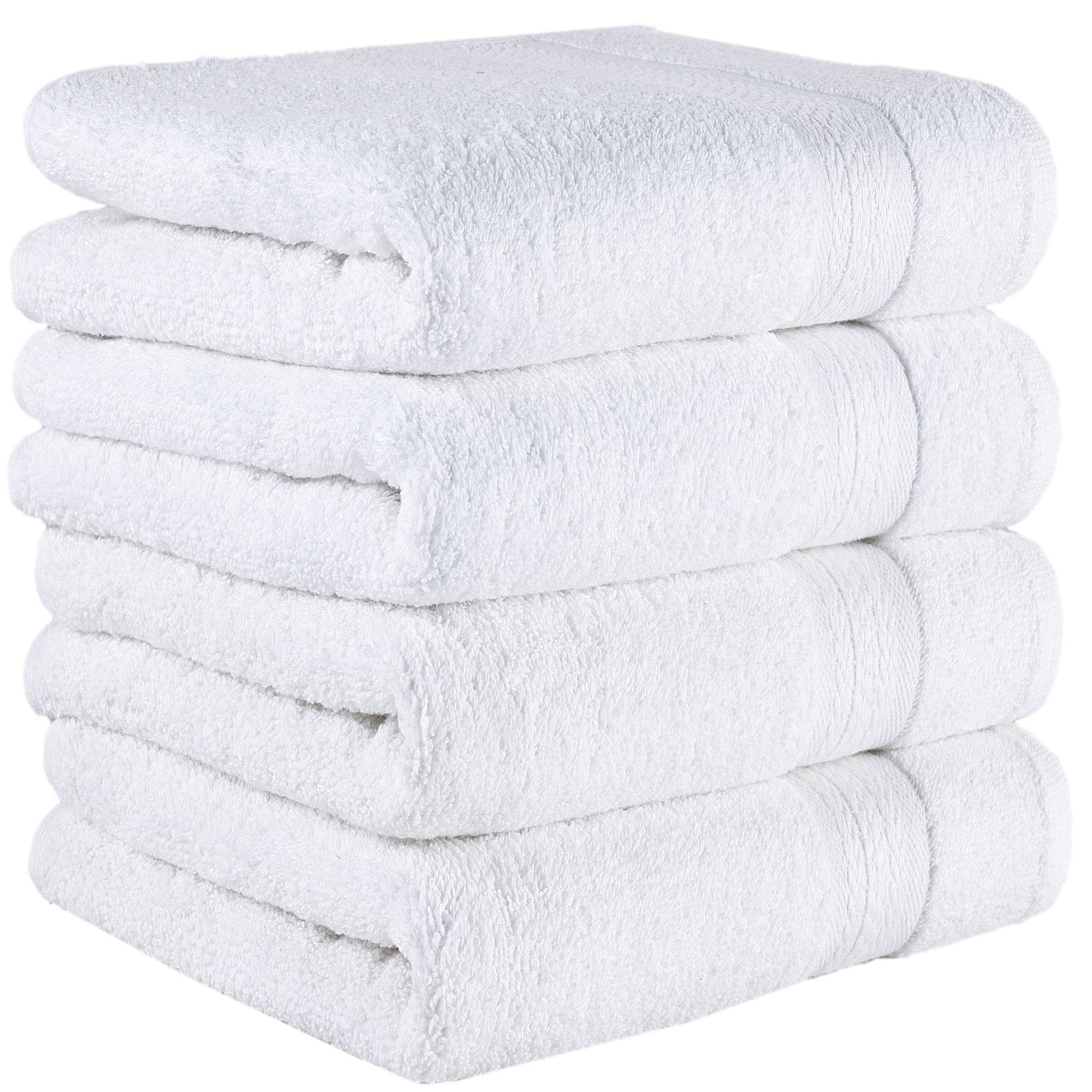 REGAL RUBY Quick-Dry 4-Piece White Bath Towel Set - 100% Premium Turkish Cotton, Super Absorbent & Soft - Hand Towels for Bathroom, Guest, Pool, Gym, Camping, Travel & College Dorm - Perfect for Spa, Beach & Everyday Use