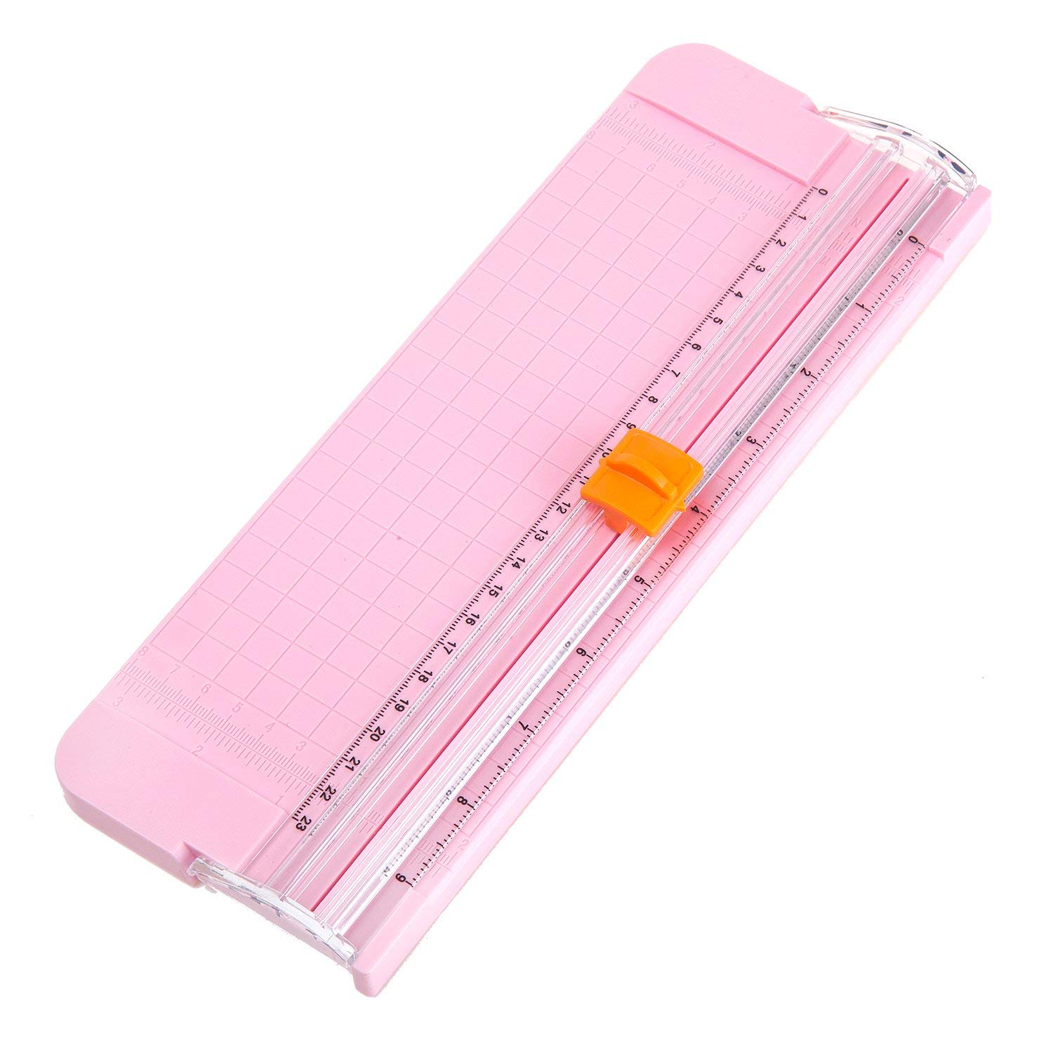 BE-TOOL Portable A5 Paper Trimmer - Precision Photo Cutter with Safety Finger Guard & Slide Ruler for Scrapbooking, Photos, Labels (Pink) - Ideal for Crafting, Office Use & DIY Projects