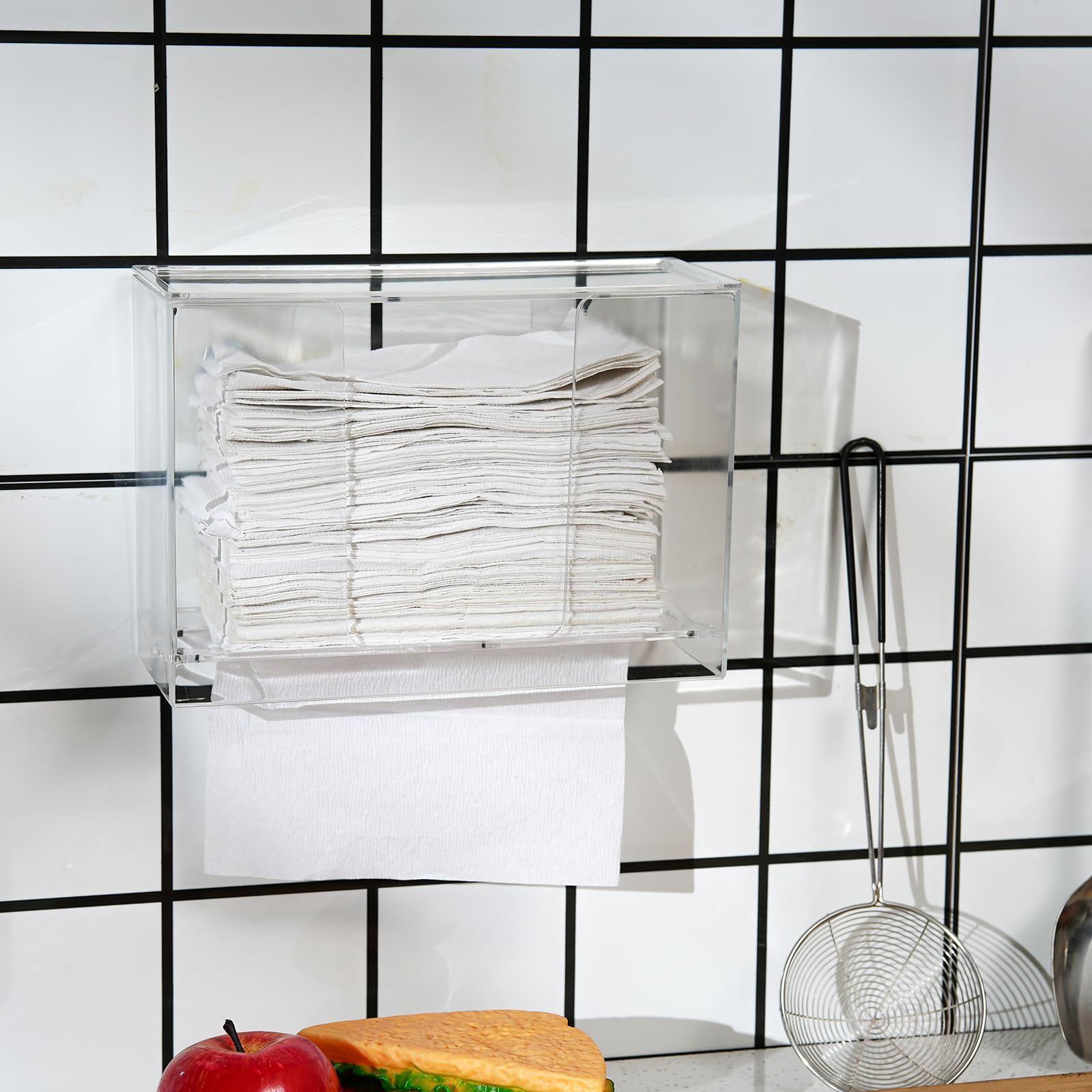 Wall Mount Clear Multifold Paper Towel Dispenser with Lid - Holds Z-Fold, C-Fold & Multi-Fold Paper Towels - Countertop or Bathroom Toilet & Kitchen Use for Home or Office