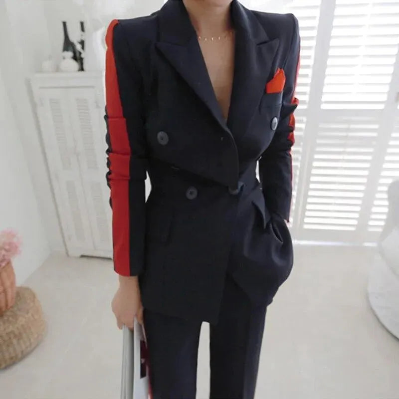Elegant Women's Pant Suit - Amani Double Breasted Pantsuit for Business, Office & Formal Events | Professional Workwear & Career Outfits