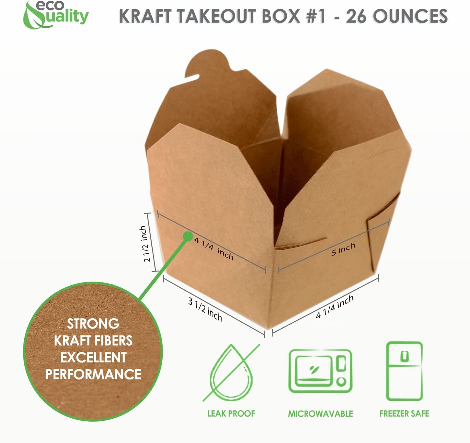 Eco-Friendly 26 oz Kraft Brown Take Out Food Containers - Microwave Safe, Leak & Grease Resistant To-Go Boxes for Restaurants, Catering, Food Trucks - Recyclable Lunch Box (Pack of 400) - Perfect for Takeout, Delivery, Picnics & Parties