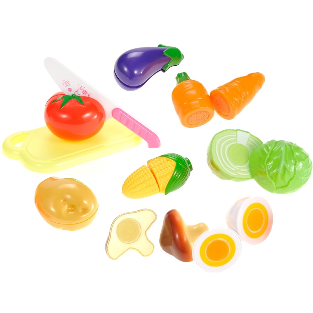PowerTRC 18-Piece Pretend Play Kitchen Set - 10 Realistic Toy Fruits & Vegetables for Kids | Educational Cutting Play Food for Toddlers & Babies | Perfect Birthday Gift for Boys & Girls (Great for Imaginative Play, Cooking Practice & Early Learning)