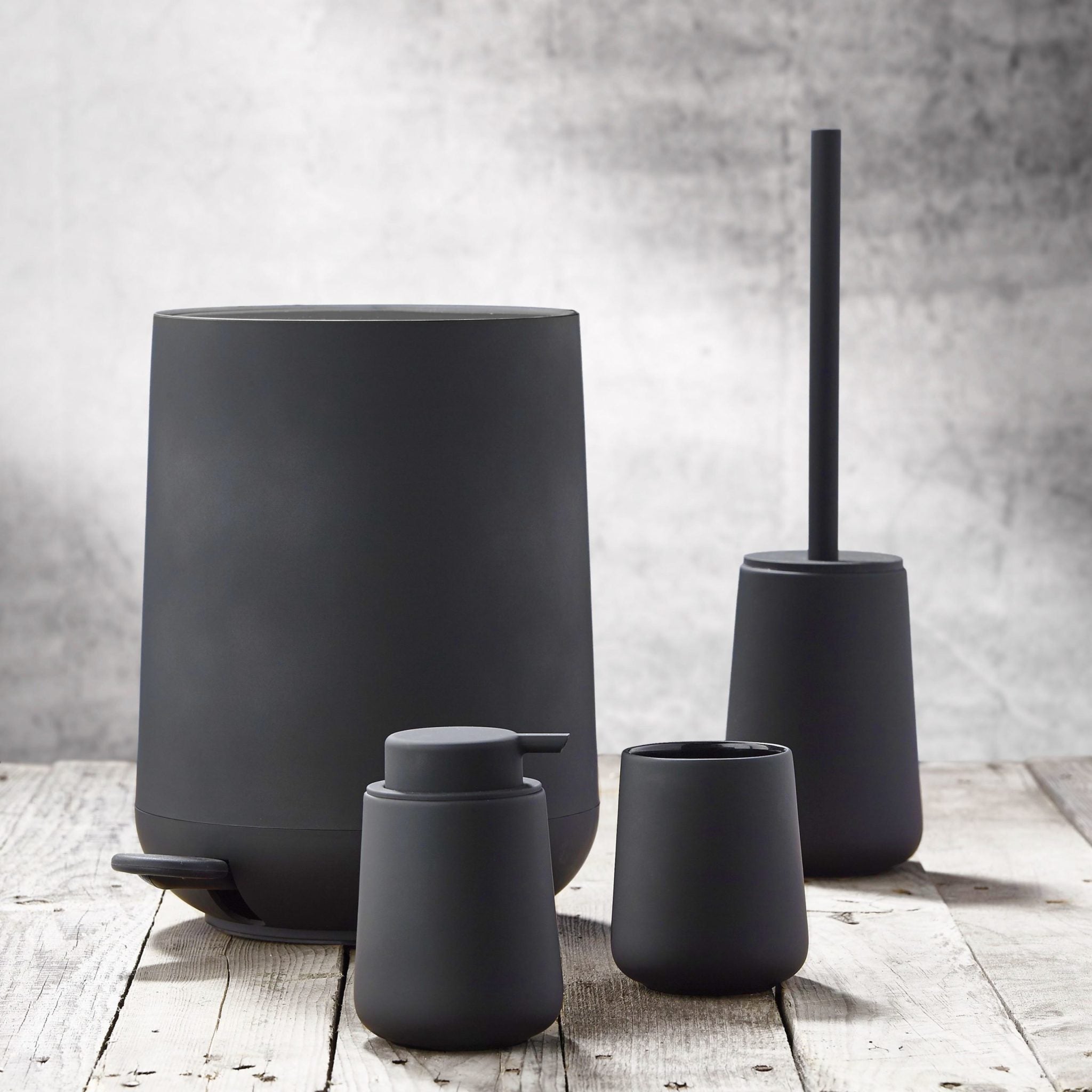 ZONE DENMARK Nova One Tumbler and Toothbrush Holder - Stylish Black Bathroom Organizer for Countertop Storage | Perfect for Home, Office, and Travel Use