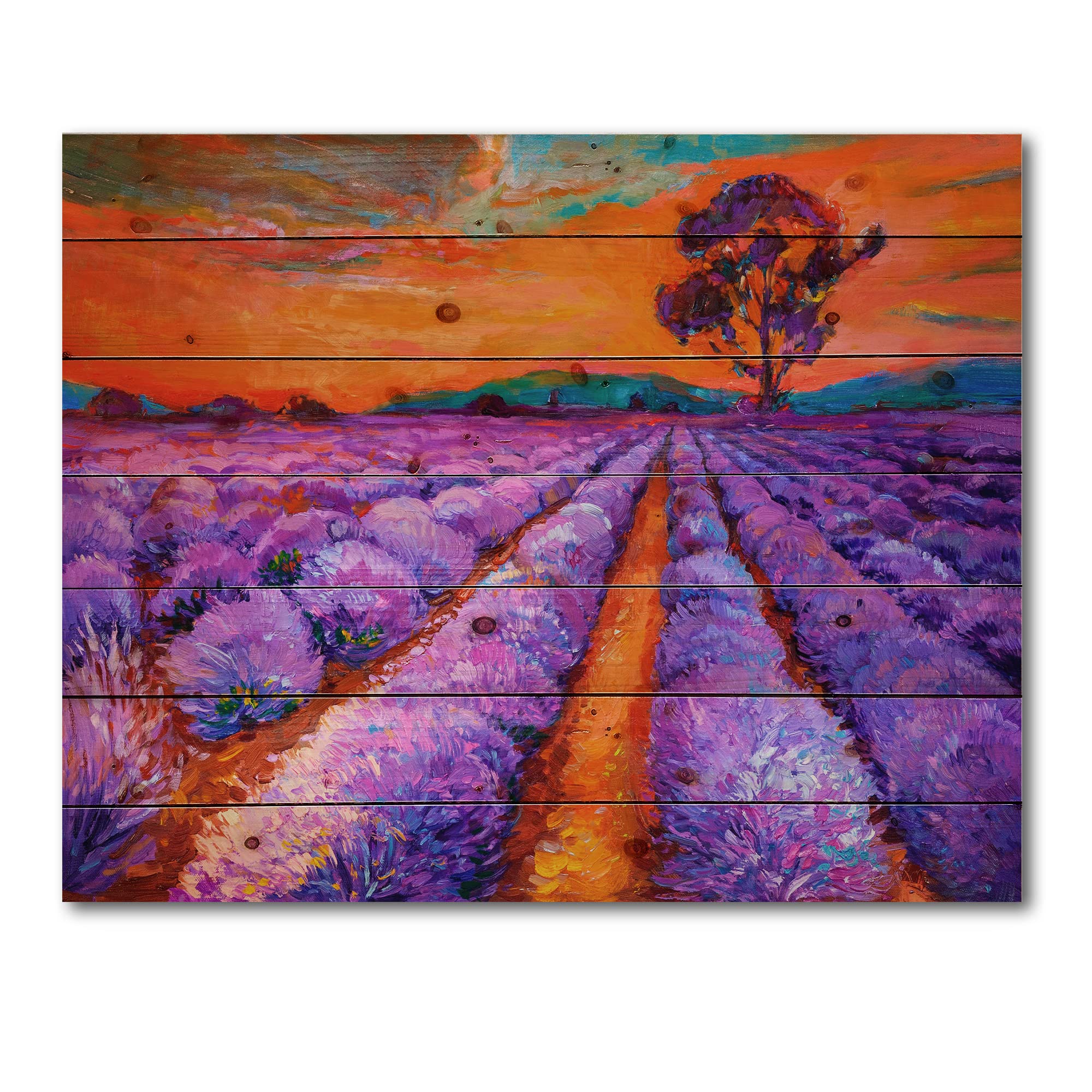 Purple Lavender Fields Wood Wall Art - Farmhouse Decor for Living Room