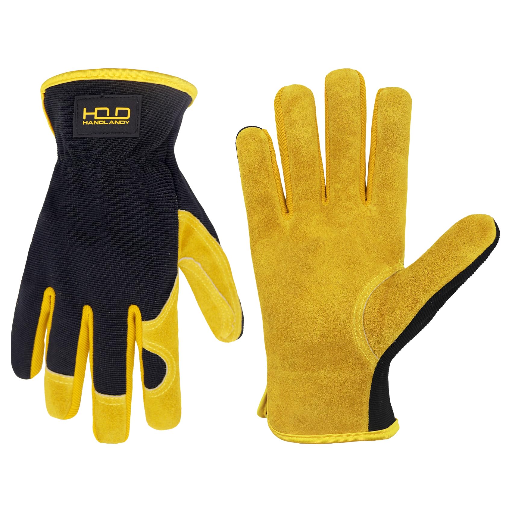 **AIGEVTURE Men's Leather Gardening Gloves – Premium Cowhide Utility Gloves for Mechanics, Construction, Yard Work & Gardening – Durable & Comfortable for Outdoor & DIY Projects**