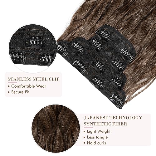 4PCS Clip-in Synthetic Hair Extensions - Long & Thick Hair Extensions for Women - Perfect for Parties, Weddings & Everyday Styling