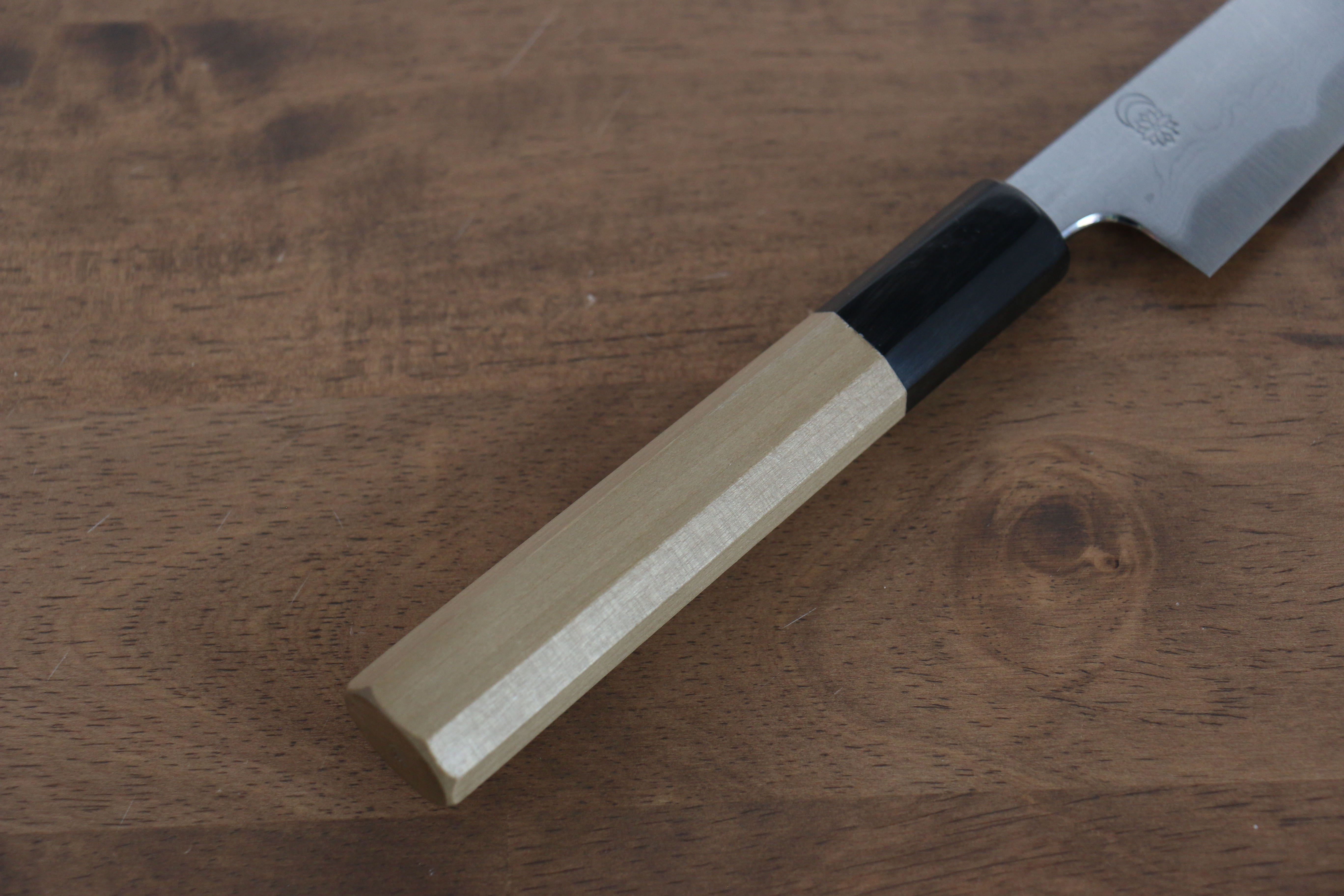 Premium Kikuzuki Blue Steel No.1 Damascus Kiritsuke Petty Knife 135mm with Magnolia Wood Handle - Perfect for Sushi, Vegetables & Precision Kitchen Tasks