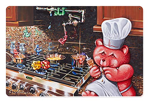 Vintage Kitchen Mischief Metal Sign - Funny Retro Wall Decor for Home, Bar, Cafe & Restaurant - Perfect Gift for Chefs & Cooking Enthusiasts