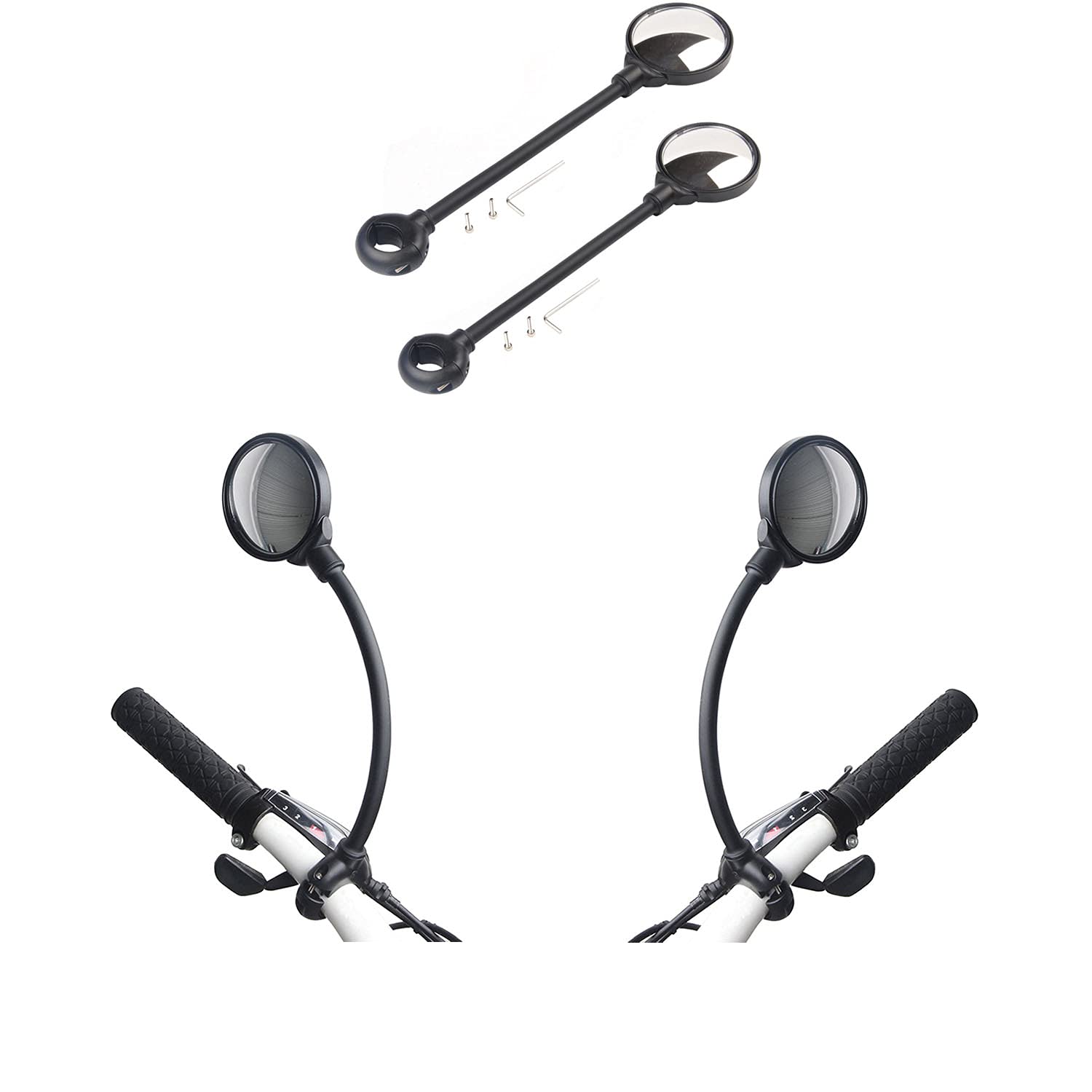 SHENGDASI Bike Mirror - 2 Pack HD Rotatable Adjustable Shockproof Wide Angle Rear View Convex Mirror for Bicycle, Mountain Bike & Road Bike | Perfect for Commuting, Cycling Safety & Outdoor Adventures