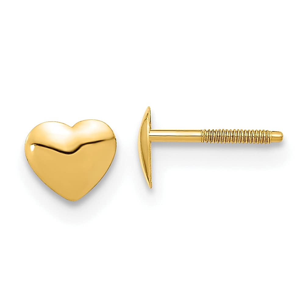 14K Yellow Gold Heart Silicone Screwback Earrings for Women - Dainty Love Jewelry Gift for Her - Perfect for Valentine's Day, Anniversary & Romantic Occasions