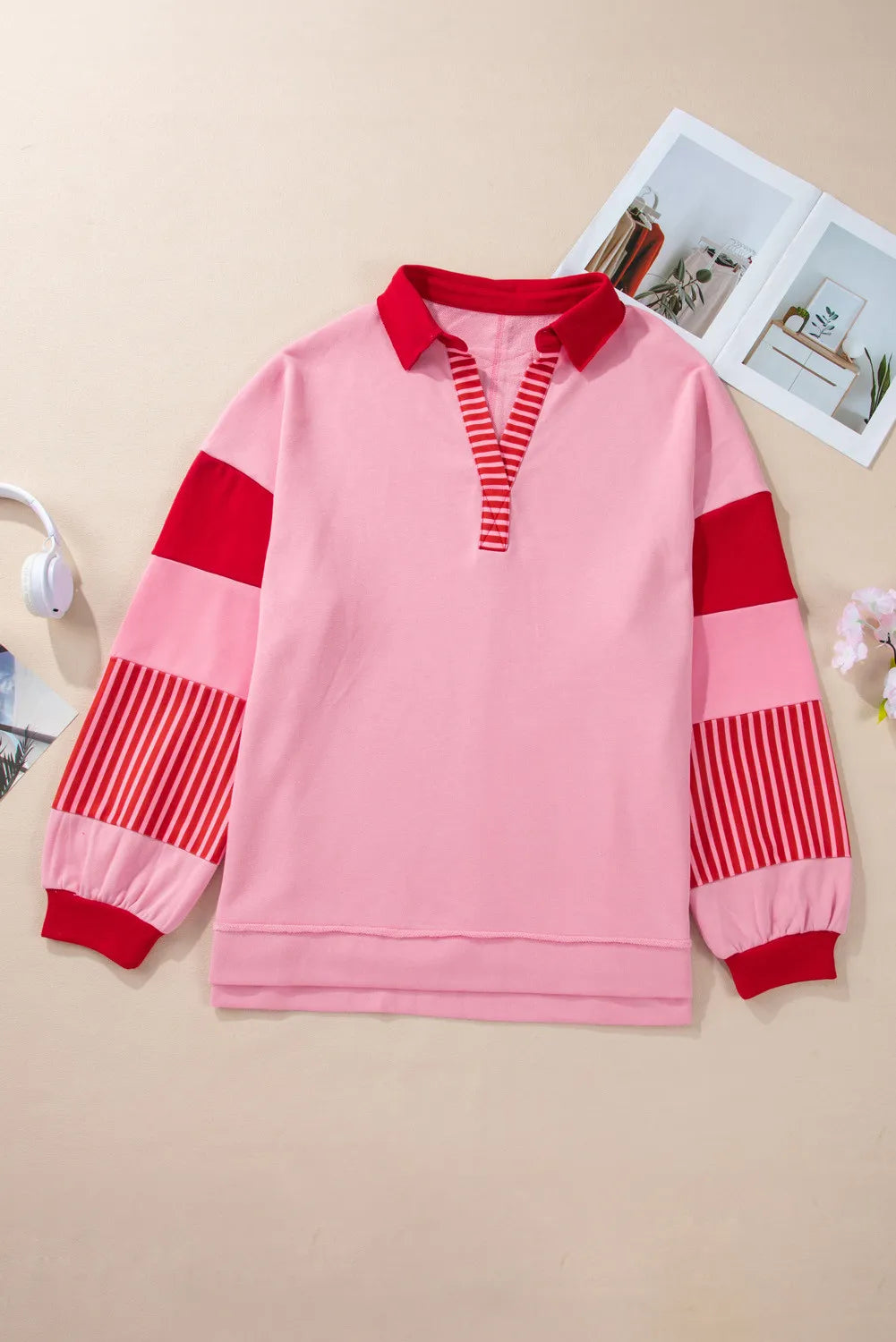 **Plus Size Long Sleeve Sweatshirt for Women - Cozy Fleece Pullover with Thumb Holes - Perfect for Casual Wear, Workouts & Layering in Fall & Winter**