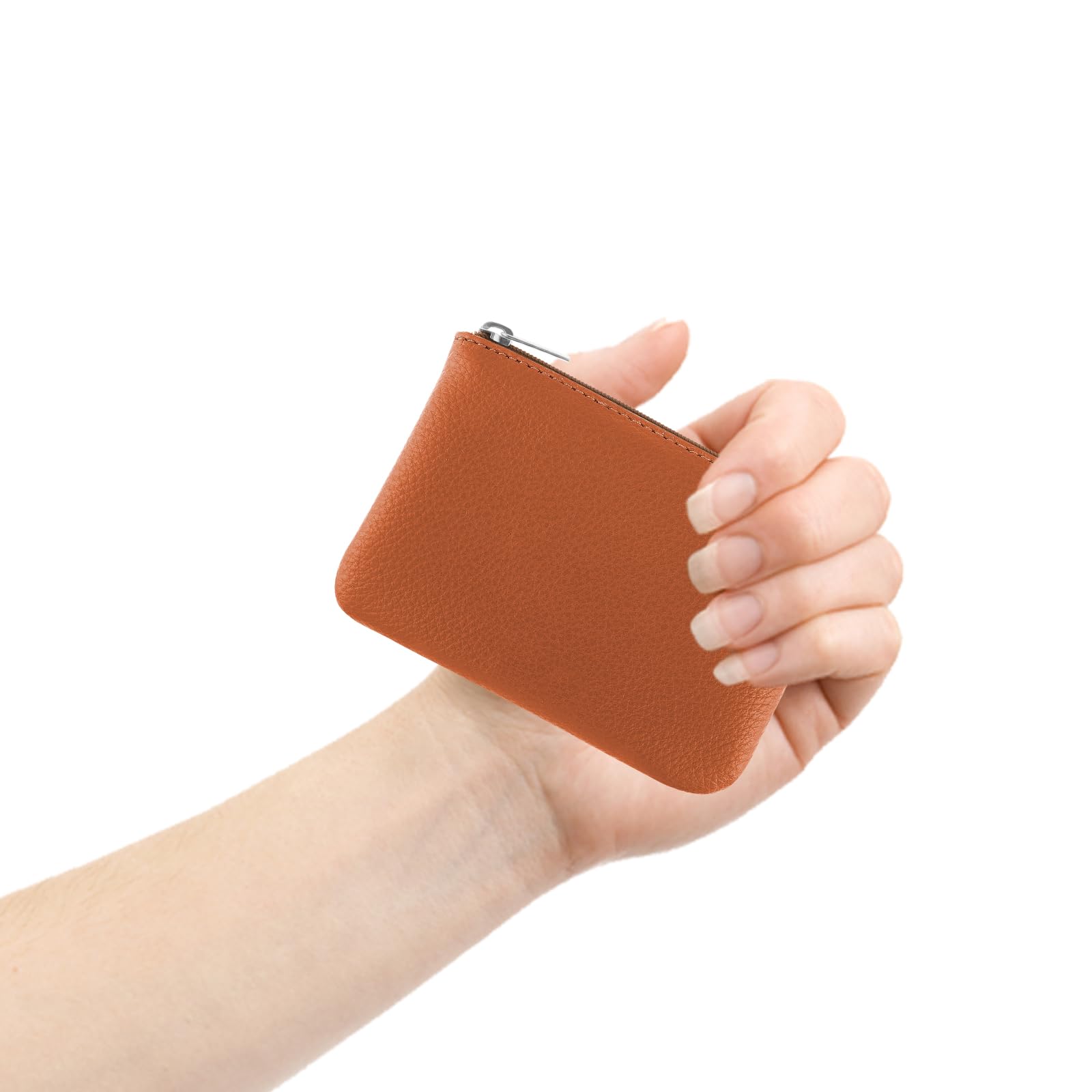 Simarro Vegan Leather Coin Purse - Lychee Pattern Zipper Wallet for Women | Compact Credit Card Holder with ID Slot | Perfect for Cash, Keys, Lipstick & Headphones (Brown) | Ideal for Travel, Shopping & Everyday Use