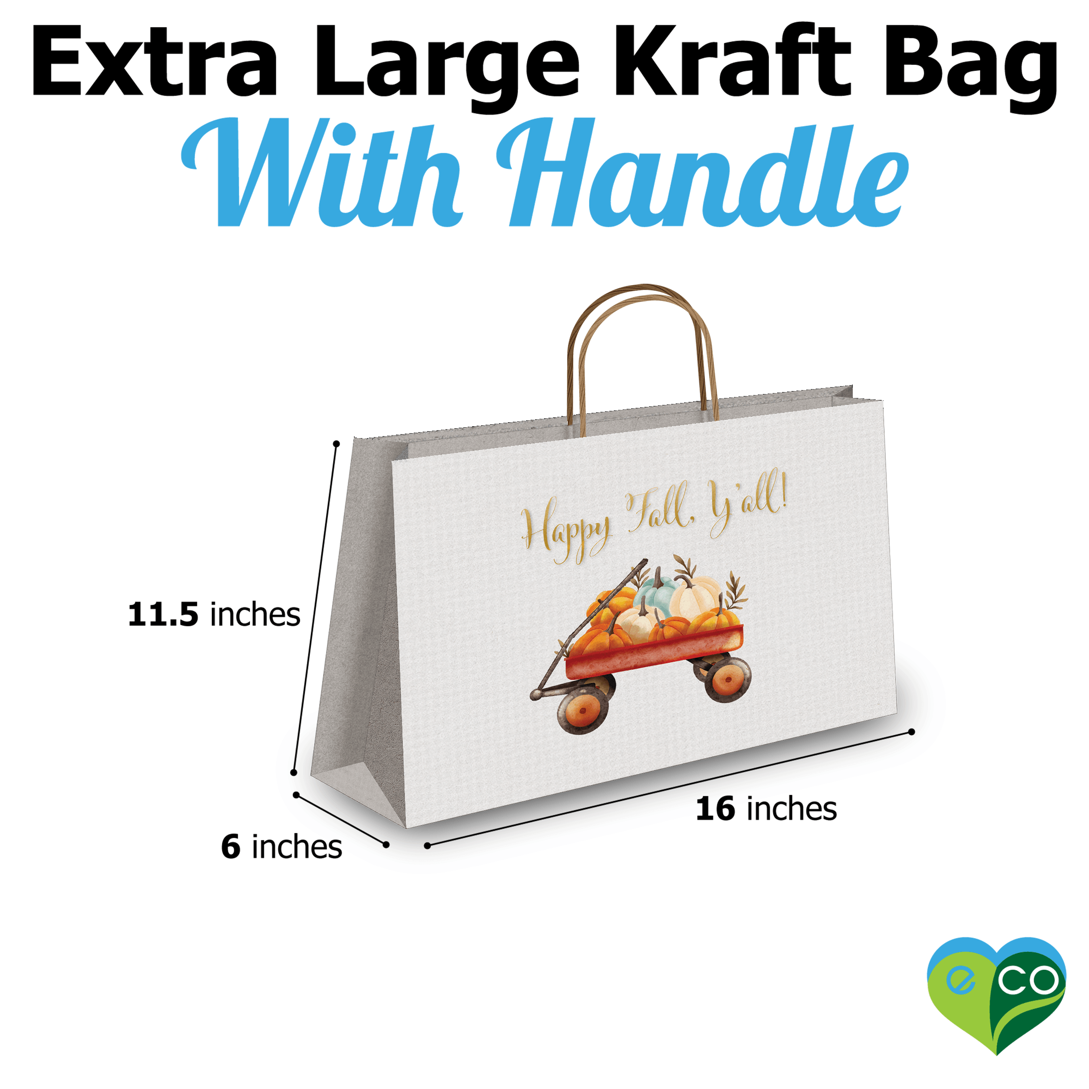 Stylish Large Kraft Gift Bags with Handles - 11.5x16x6 inches - Perfect for Birthday, Fall Party & Shopping - Eco-Friendly Paper Bags for Gifts, Events & Retail Packaging