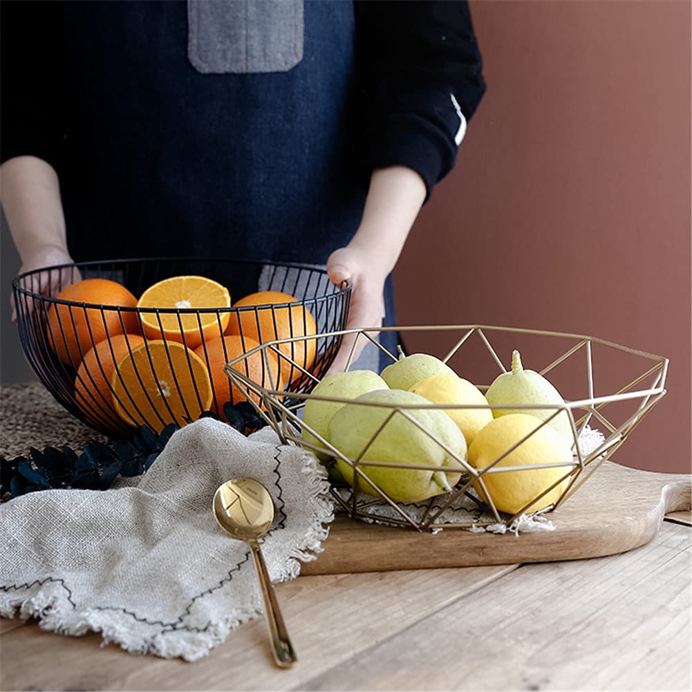RemeeHi Decorative Round Black Fruit Basket - Stylish Kitchen Countertop Bowl for Fruits & Vegetables | Perfect for Dining Tables, Kitchen Islands & Home Decor