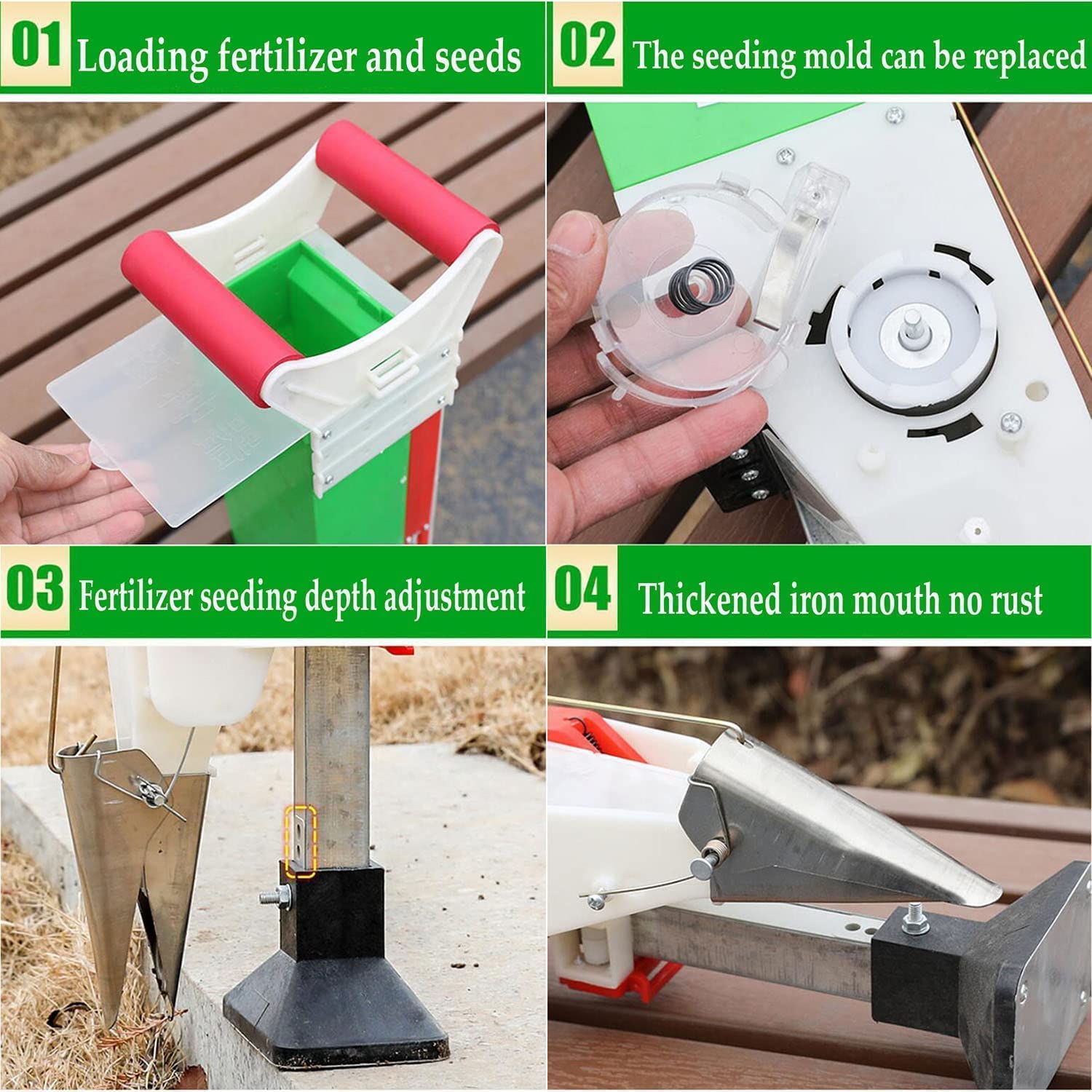 Portable Manual Seed Planter - Stainless Steel Corn, Onion & Peanut Seeder with Long Handle - Garden Planting Tool for Soybean, Vegetables & Home Gardening