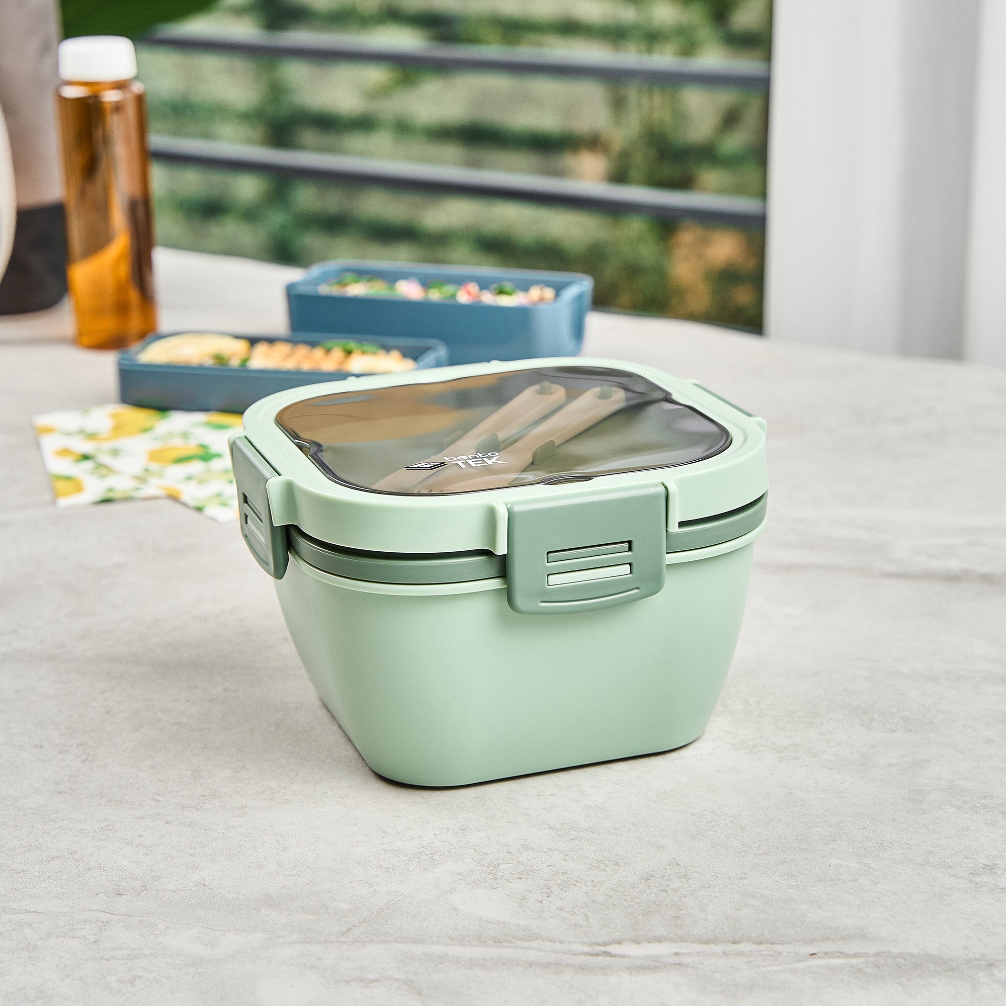 Bento Tek 58 oz Eco-Friendly Lunch Box | BPA Free, Microwave & Dishwasher Safe | Includes Fork & Knife | 7.25