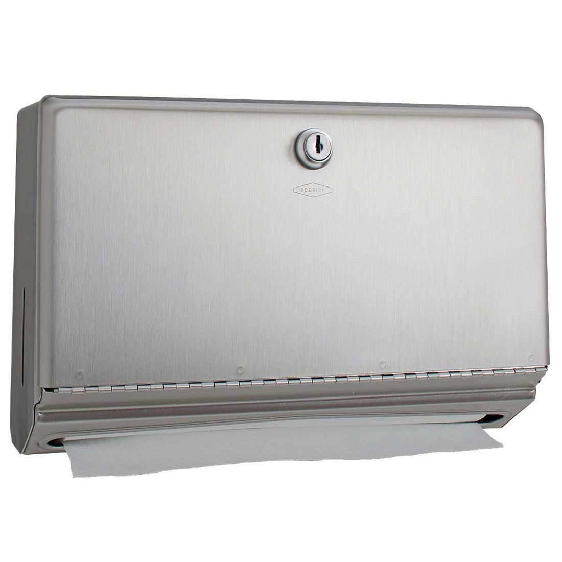Bobrick B-26212 Stainless Steel Surface-Mounted Paper Towel Dispenser for Multi-Fold & C-Fold Towels | Commercial Restroom & Kitchen Hand Towel Holder | ADA Compliant Office & Public Restroom Solution