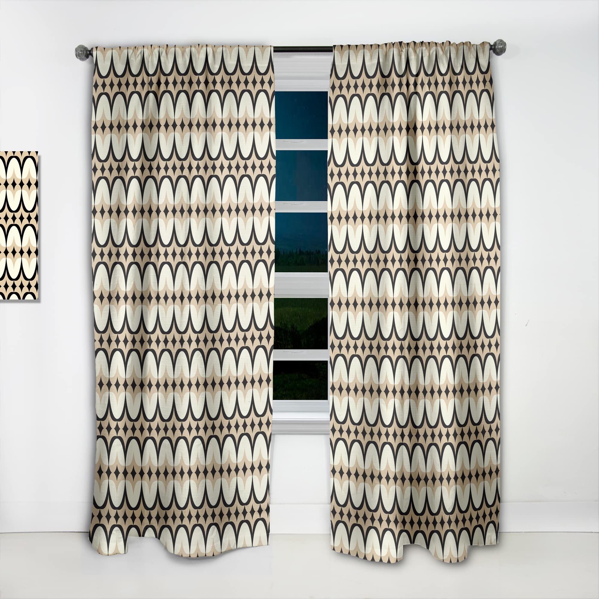 DesignQ Abstract Retro Geometric Pattern Thermal Insulated Curtains - Single Panel 52x108 Inches - Blackout Drapes for Bedroom & Living Room - Perfect for Home Decor & Light Control