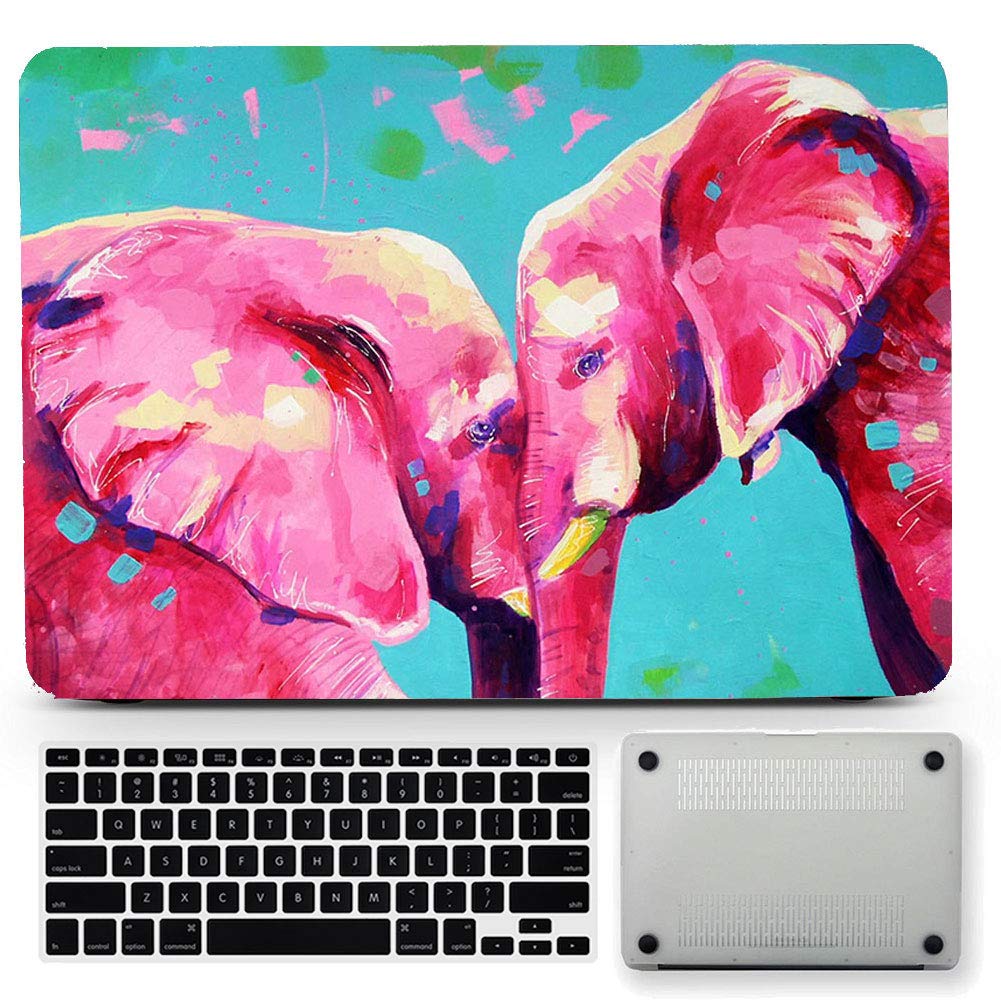 Red Elephant Hard Case for MacBook Air 13-inch (A2179/A1932, Late 2018-2020) with Retina Display & Touch ID - Durable Rubberized Animal Print Laptop Cover for Work, Travel & School