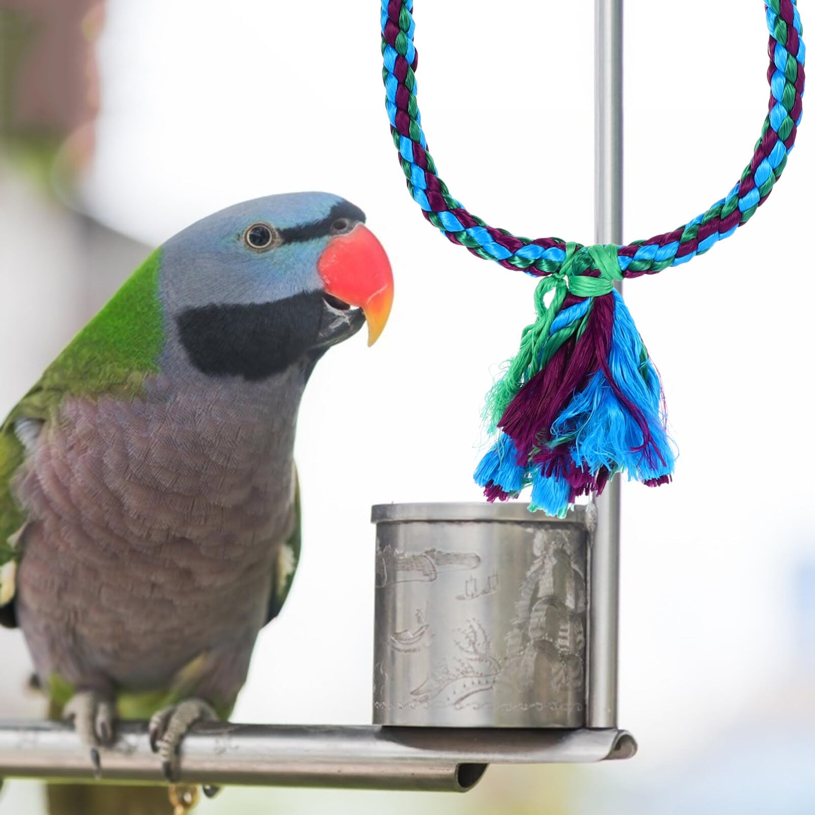 2pcs Parrot Swing Toy for Macaw, Parakeet & Pet Birds - Cotton Rope Chewable Climbing Perch & Triangle Swing Accessories - Perfect for Bird Cages, Play Gyms & Enrichment Activities