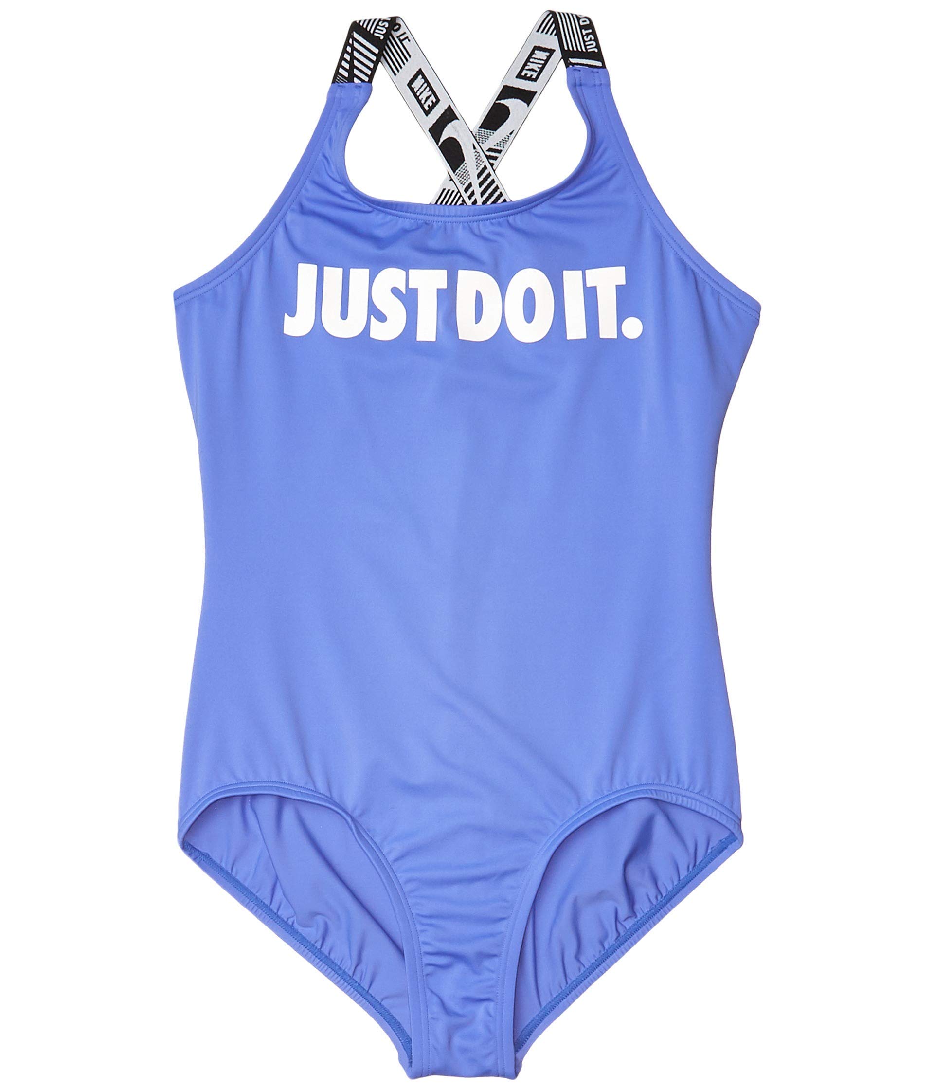 Nike Girl's JDI Cross-Back One-Piece Swimsuit - Sapphire Blue - Size 10-12 Big Kid - Quick-Dry UV Protection for Pool, Beach & Water Sports